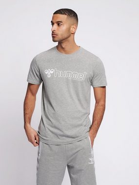 hummel T-Shirt MARCEL Herren Shirt grau mit Logo Baumwolle Freizeit Sommer Sport