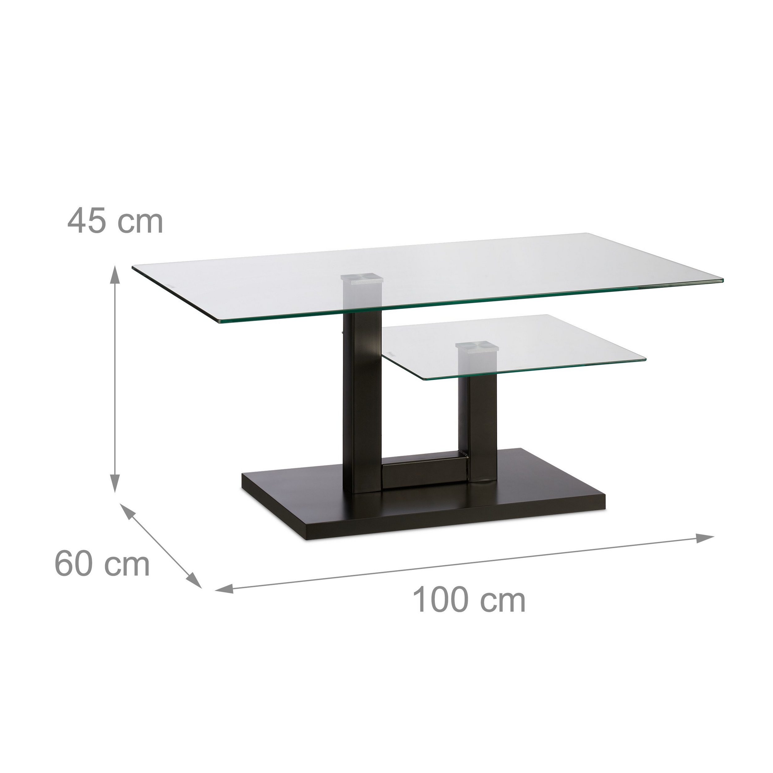 Couchtisch GLAS von RELAXDAYS - Maße