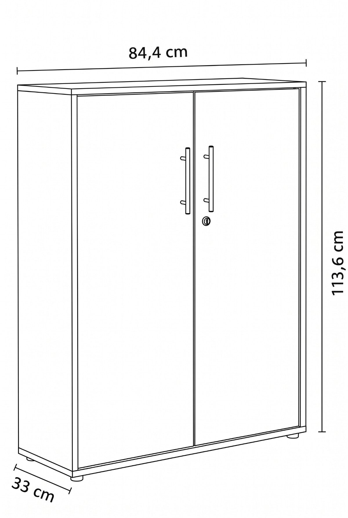 moebel-dich-auf Aktenschrank TABOR (Büroschrank Ordnerschrank Mehrzweckschrank, abschließbar, Metallgriffe, 3 Fächer) Made in Germany – Bild 4 von 5
