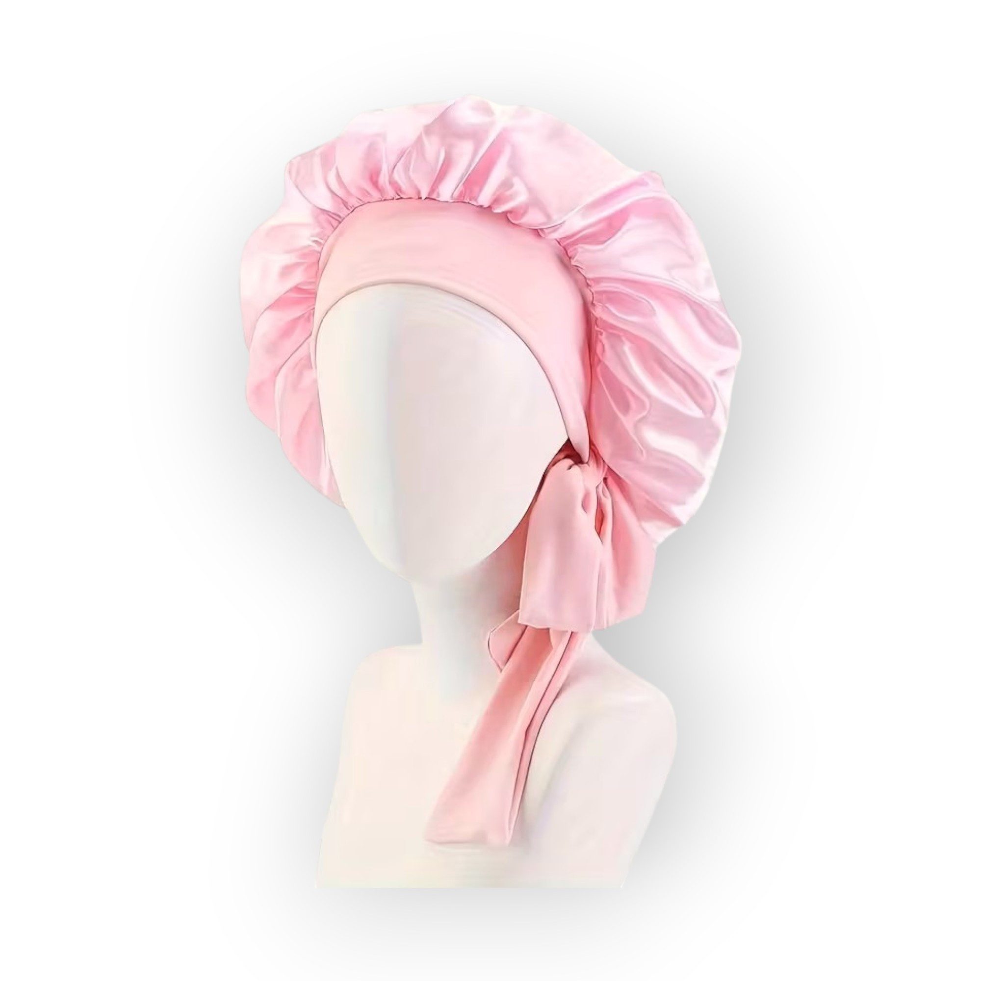 HC Duschhaube TIE Bonnet Rosa mit Schnurr, extra langes Bindeband, angenehmer Tragekomfort