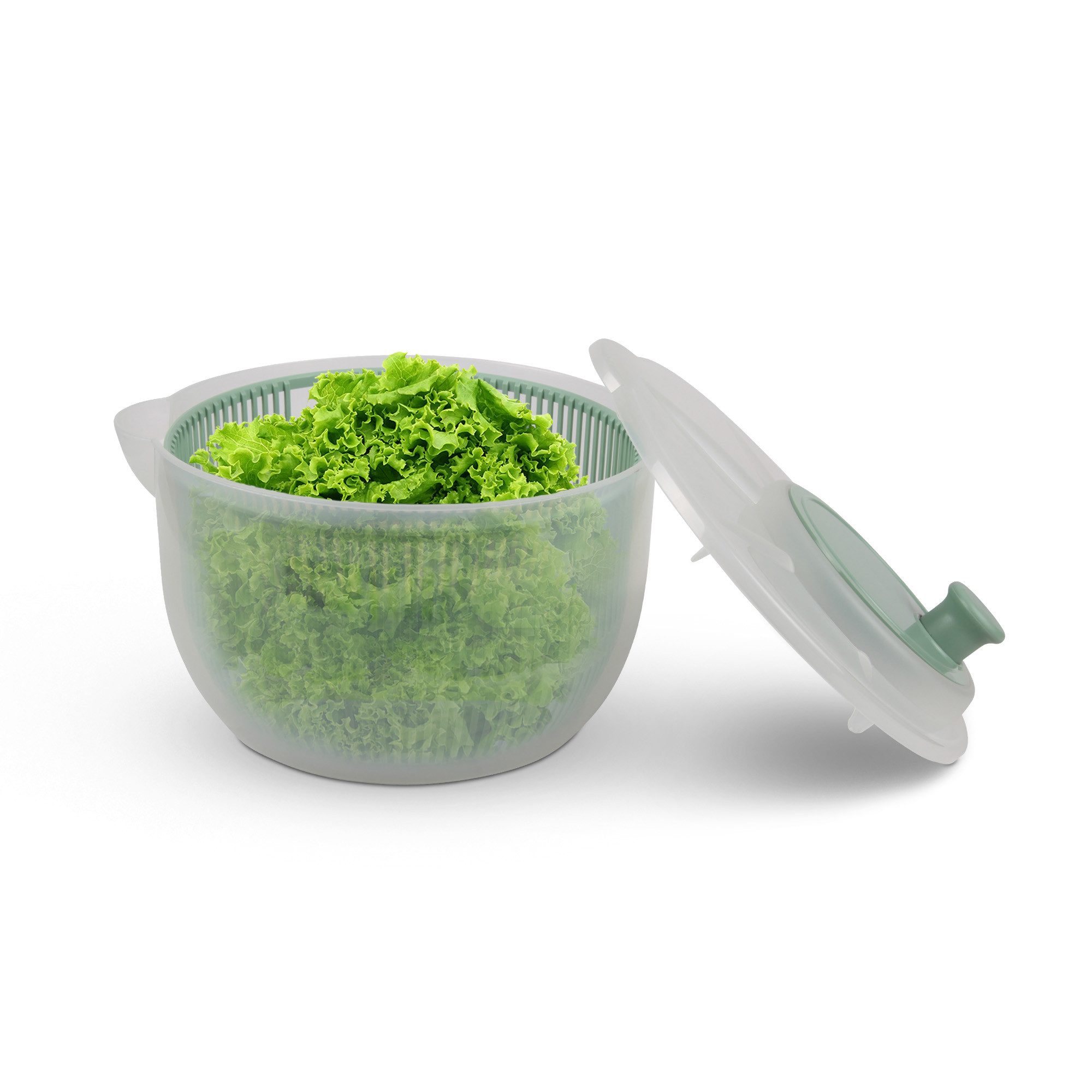 Pro Home Salatschleuder 3D Kurbel, (2,7 Liter / Ø20cm, 3in1 - Schleuder, Sieb und Salatschüssel), Salattrockner - Schleudern ohne Kraftaufwand, Spülmaschinenfest