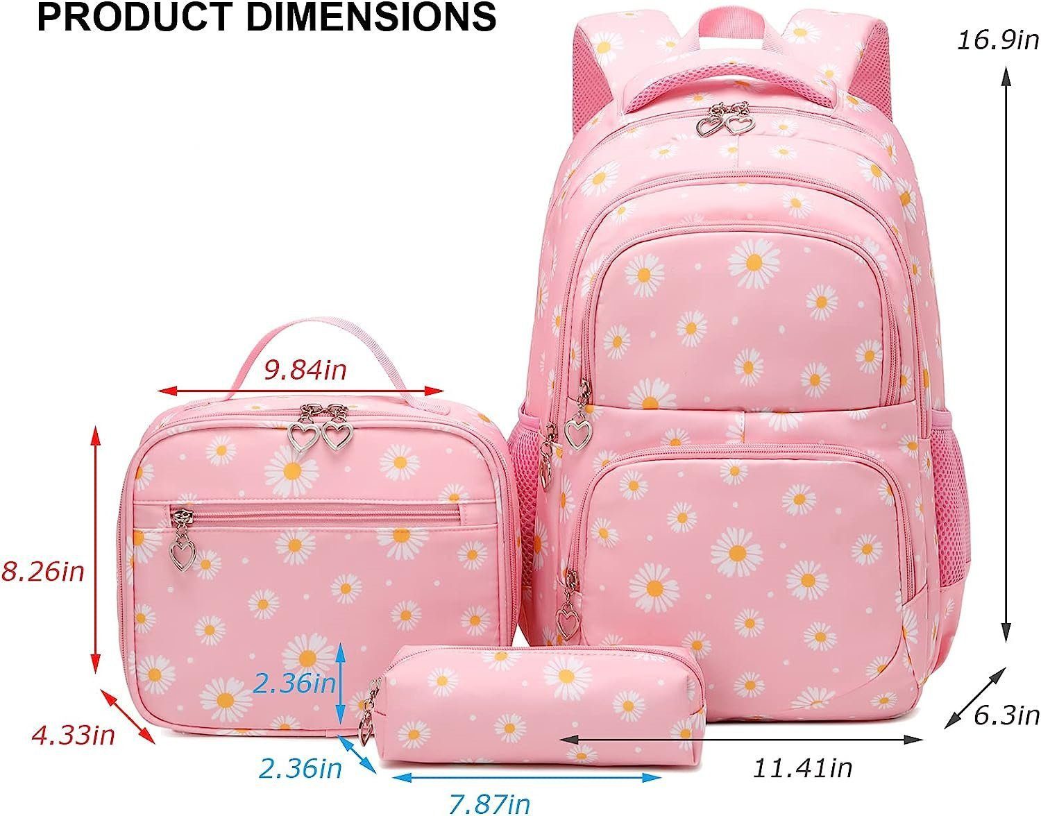 feinlux Schulrucksack Mädchen Teenager Damen Schultasche (Set, Teenager Schultasche), Abrieb- und Reißfestigkeit, Großes Fassungsvermögen, Tragbar