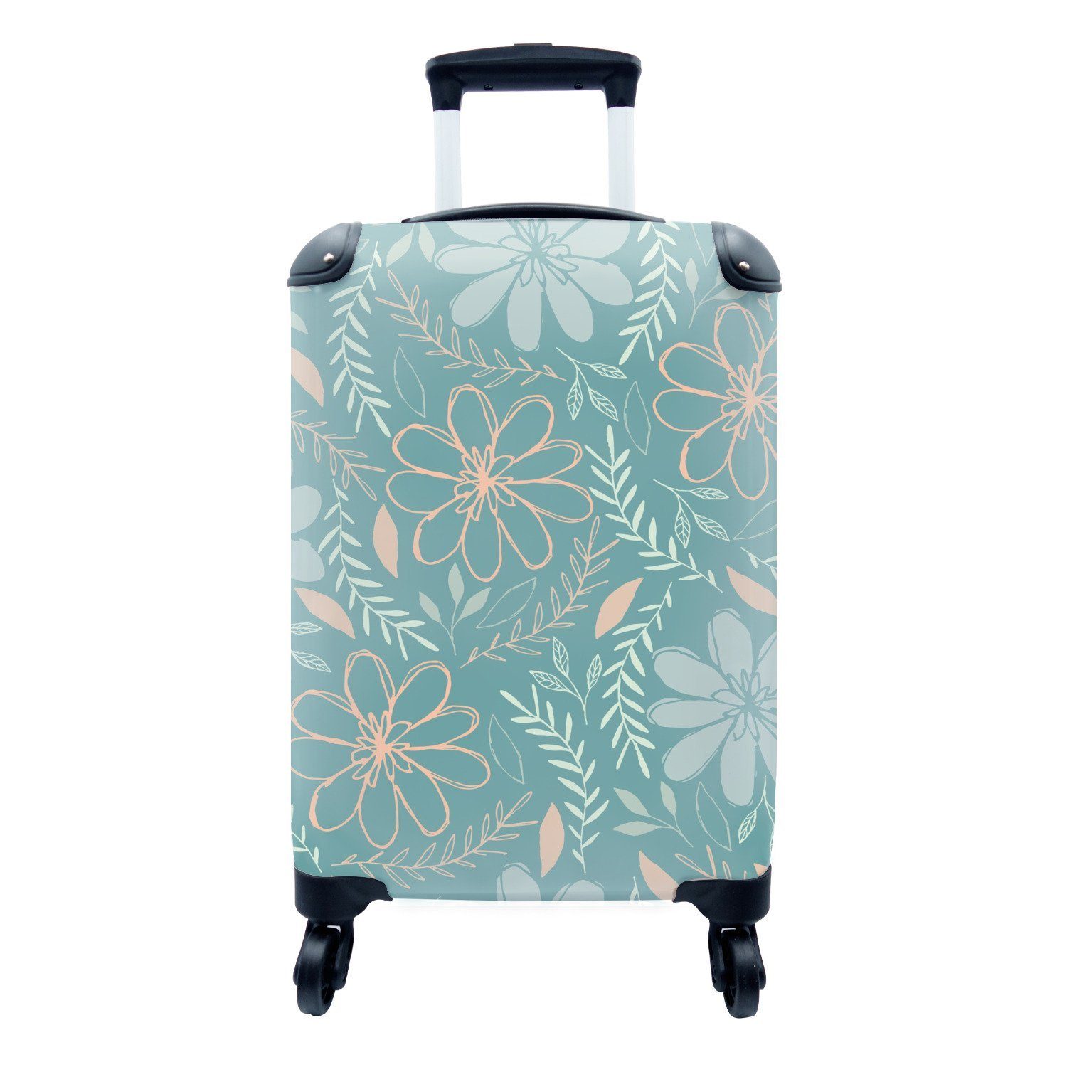 Reisetasche - für MuchoWow mit 4 Muster, - Trolley, Äste Handgepäckkoffer Blumen Rollen, Handgepäck rollen, Reisekoffer Ferien,