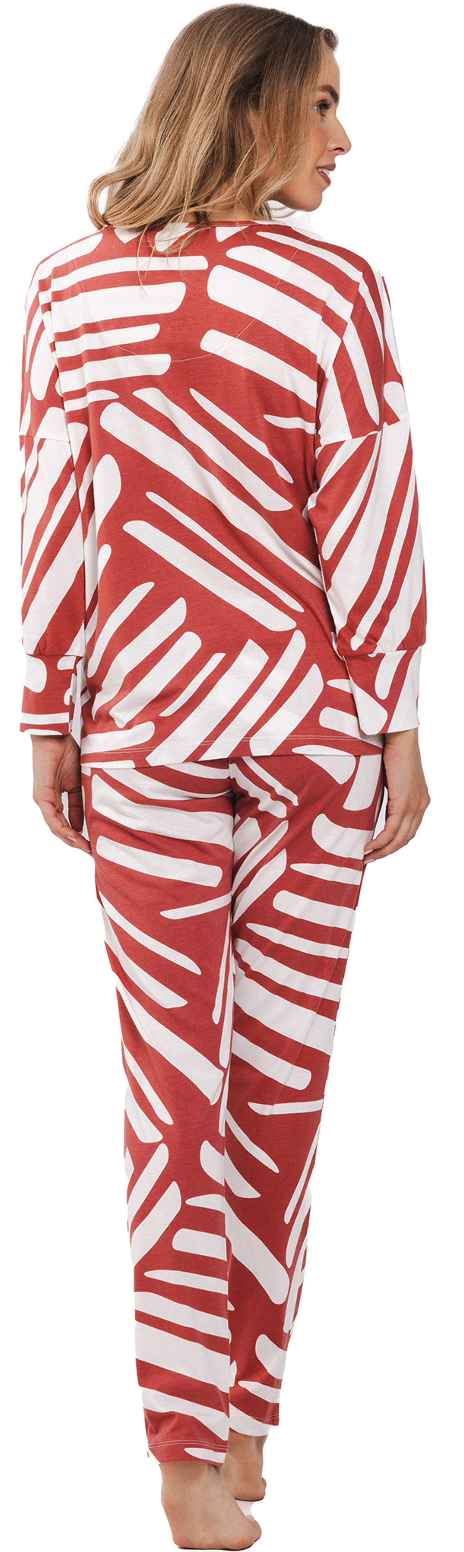 Pastunette Schlafanzug Damen Pyjama lang (2 tlg) Grafisches Design günstig online kaufen