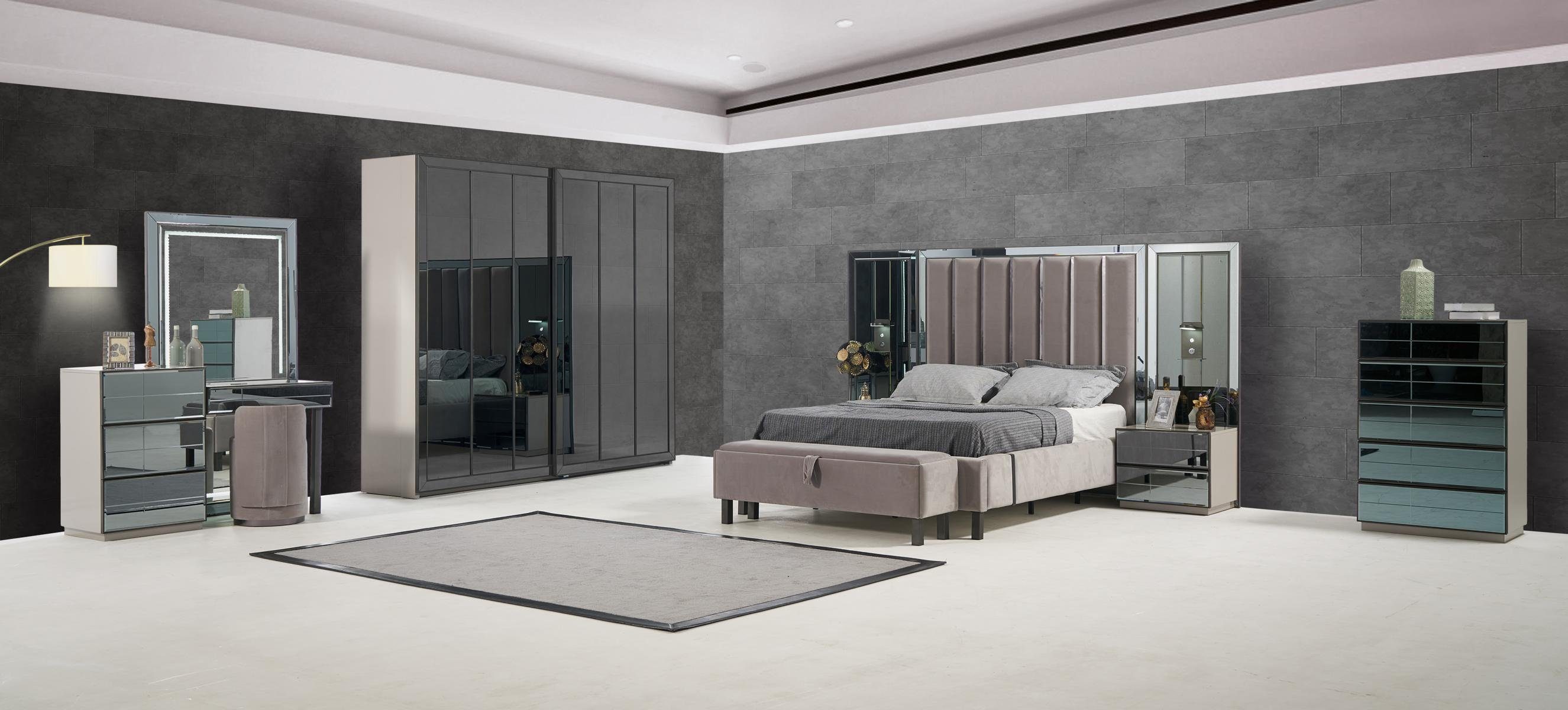 JVmoebel Schminktisch Grau lackierte Holzkommode mit Spiegel für das Schlafzimmer, Made in Europa