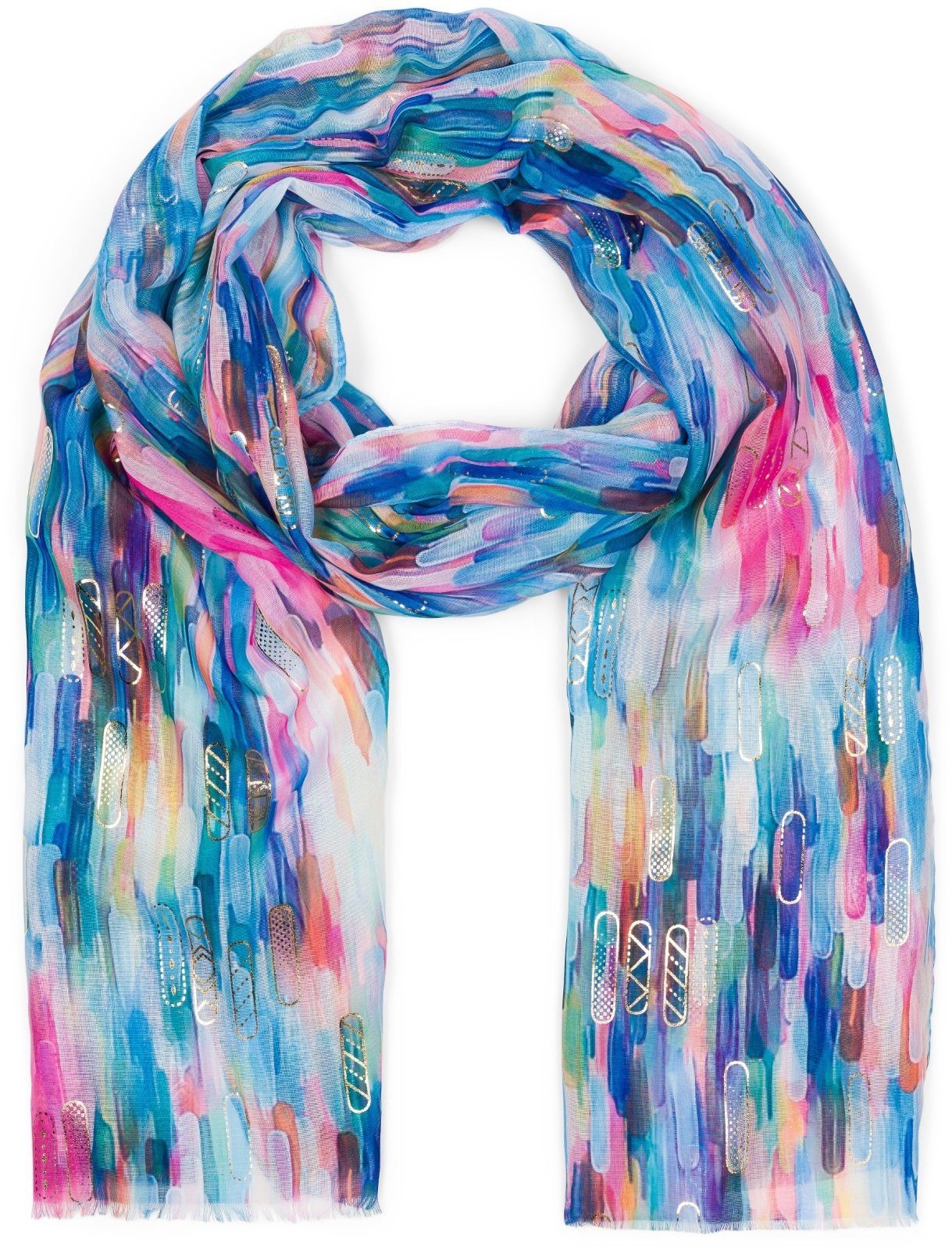 styleBREAKER Modeschal Leichter Schal mit Streifen Farbverlauf Metallic, (1 günstig online kaufen