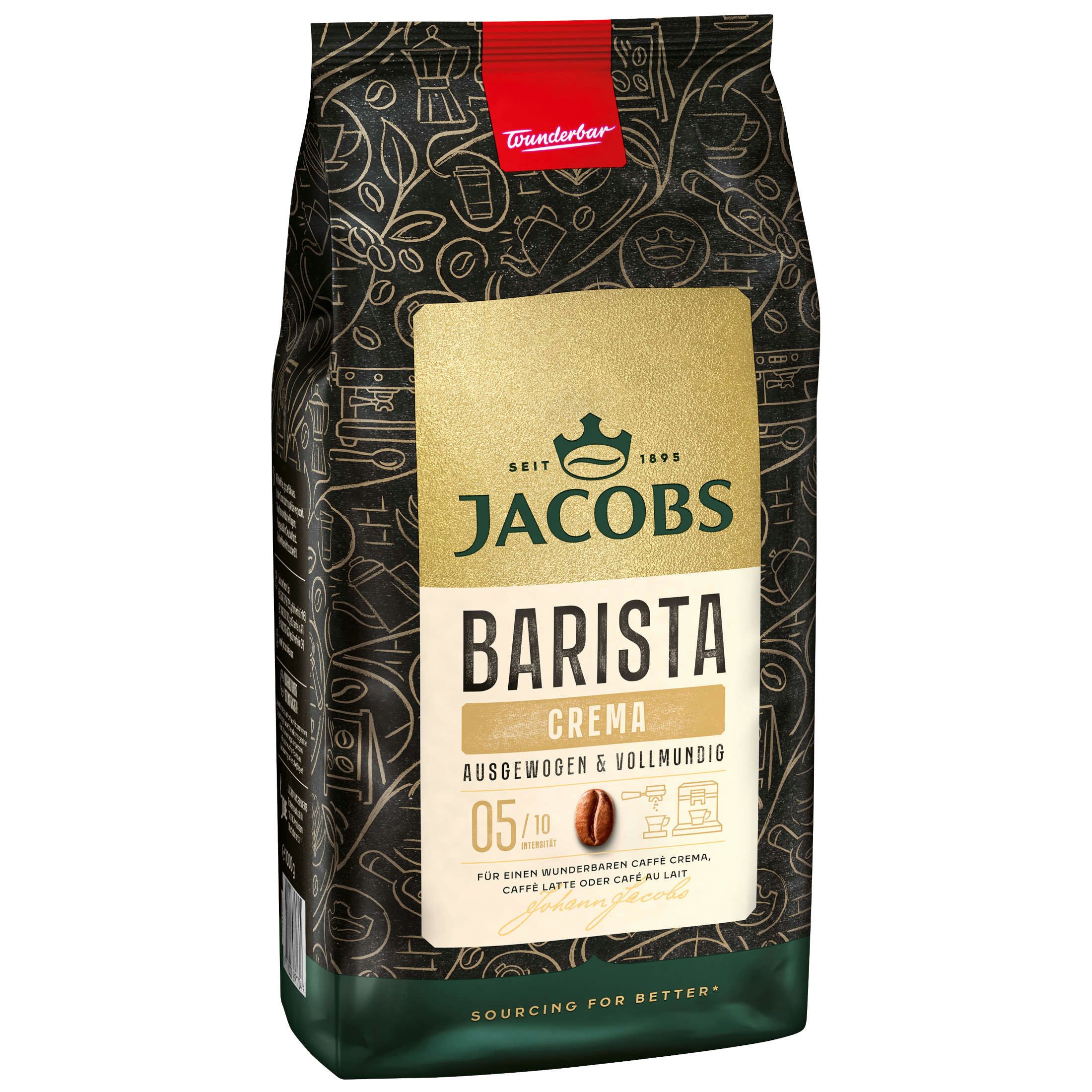 JACOBS Kaffee Barista Editions Crema 4 x 1 kg ganze Kaffee Bohnen geröstet, 4000 g, (Packung, 4er Pack)