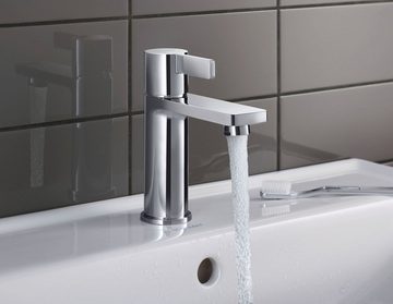 Duravit Waschtischarmatur D-Neo Waschtischmischer, Größe S, mit Zugstangen-Ablaufgarnitur mit AquaControl und AirPlus, Ausladung 9,4 cm, Chrom