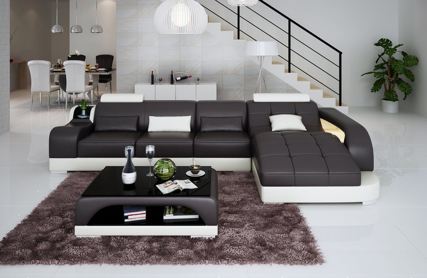 JVmoebel Ecksofa Ecksofa Form L Couch in Garnitur Europe Wohnlandschaft Stoff Made Design, Braun/Beige