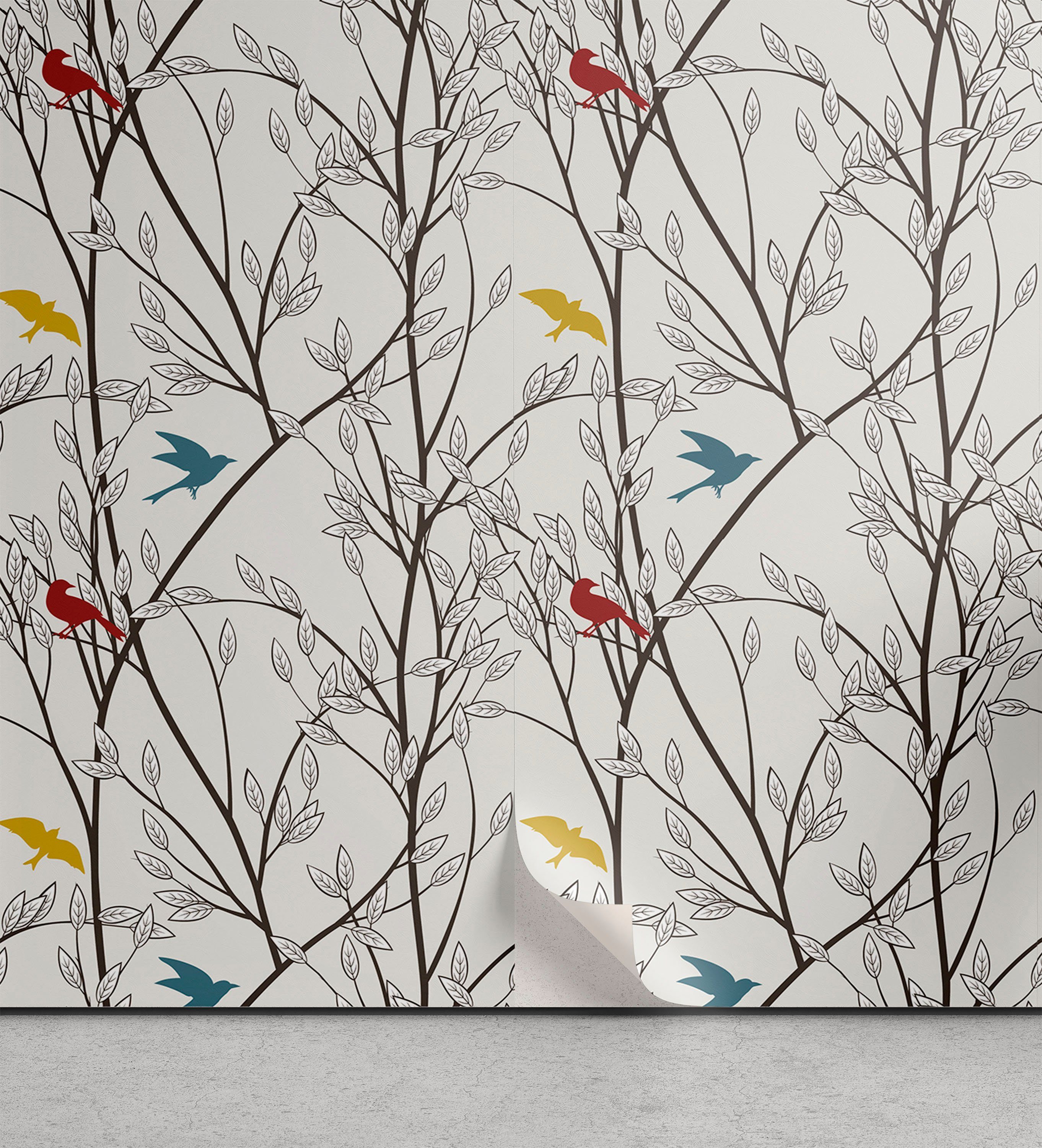 Abakuhaus Vinyltapete selbstklebendes Wohnzimmer Küchenakzent, Vögel Vögel Wildlife Cartoon