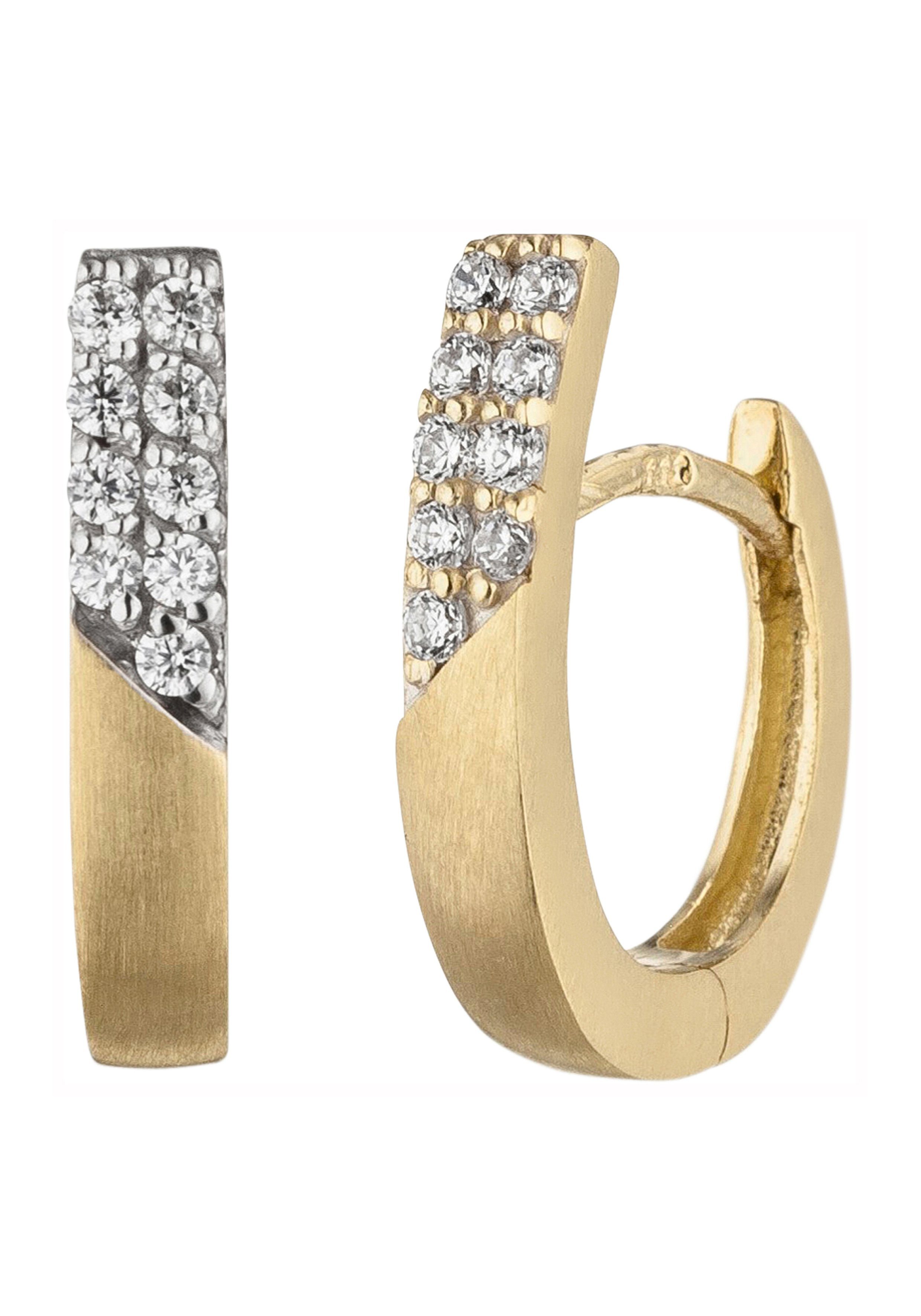 JOBO Paar Creolen, 333 Gold mit 18 Zirkonia