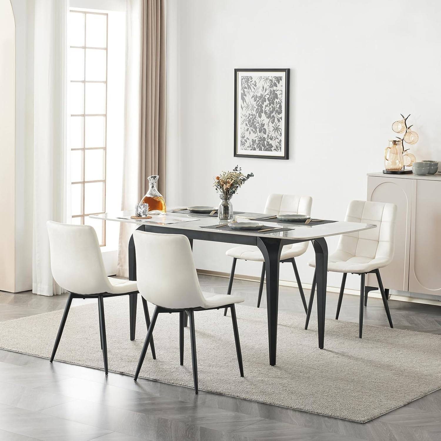 EUGAD Esszimmerstuhl (4 St), Polsterstuhl, mit Samtbezug, Metallbeine günstig online kaufen