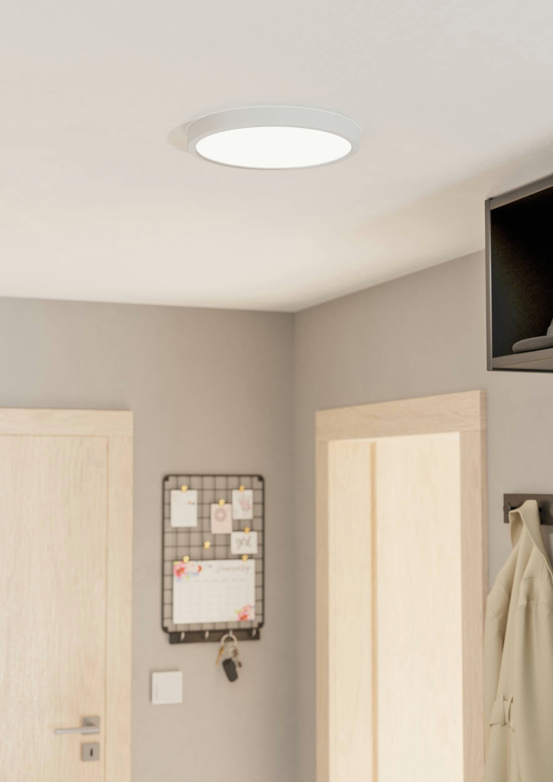 EGLO Aufbauleuchte Fueva 5 Deckenleuchte, Deckenbeleuchtung, Stahl und Kunststoff, weiß, Dimmfunktion, LED fest integriert, Warmweiß, Aufbauleuchte dimmbar, Deckenlampe, LED Aufbaulampe, Lampe Decke