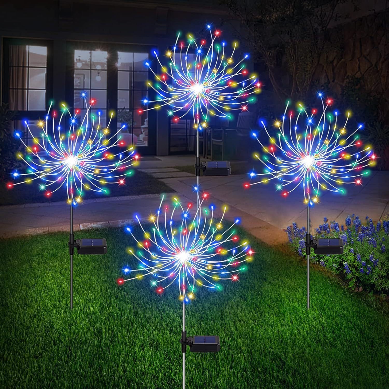 LED Solarleuchte 2 Stück Solarlampen für Außen Garten,120 LED Gartendeko