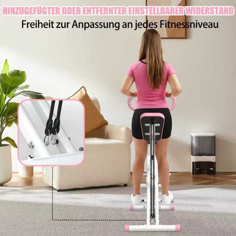 BBG Bauchmuskelmaschine Squat Machine Kniebeugenmaschine für Zuhause, Ganzkörpertraining, faltbarer Po-Trainer mit Widerstandsbändern, ABS/Stahl