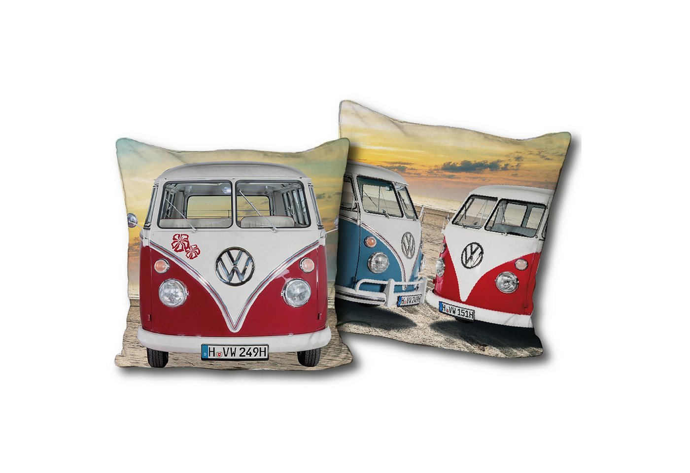 BERONAGE Dekokissen VW Volkswagen Bulli T1 Kissen 085 40 x 40 cm Kuschelkissen, passend zur Bettwäsche, ideal für Sofa, Couch, Kinder-Bett, Auto