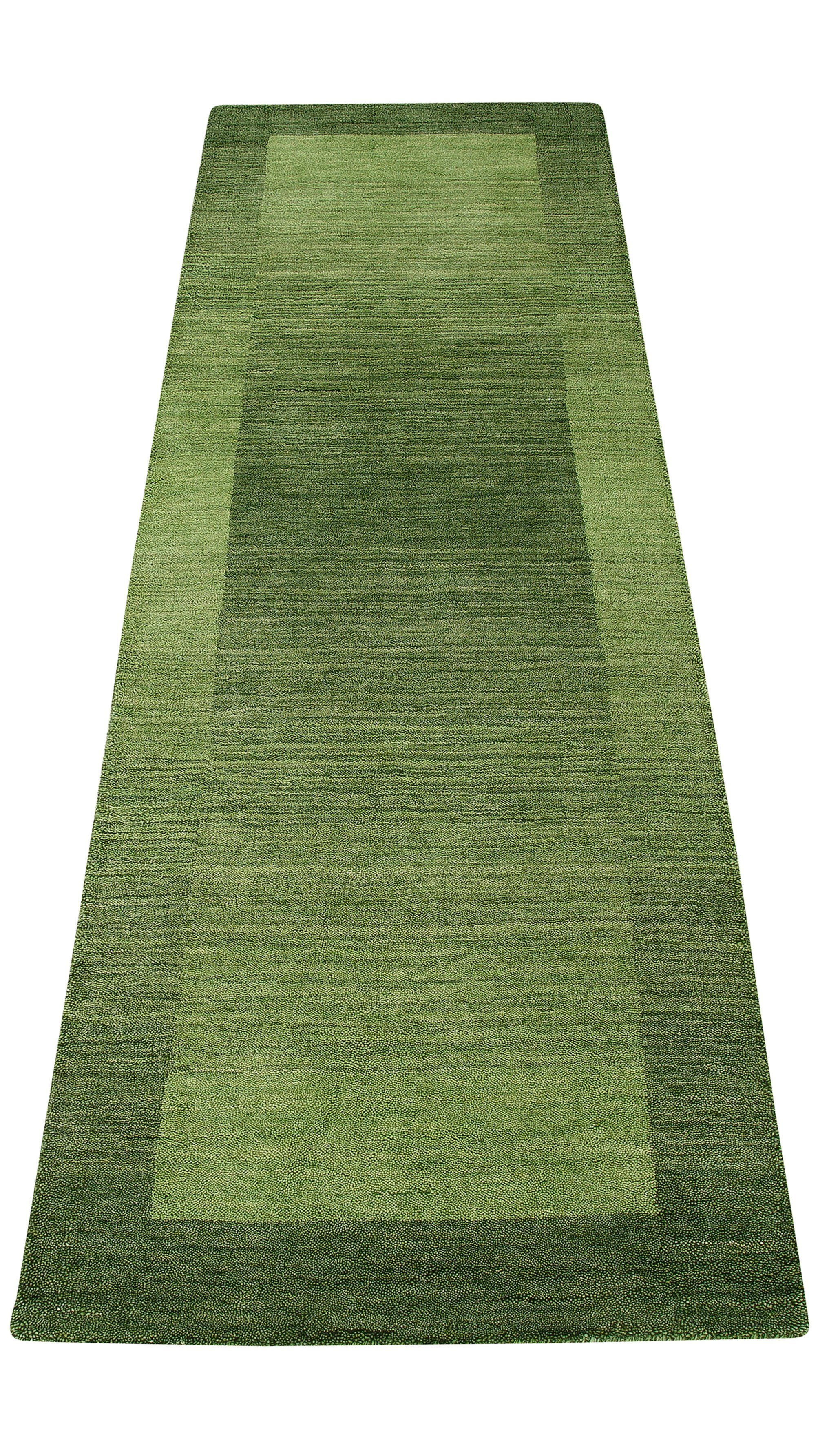 Läufer Gabbeh Super, THEKO, rechteckig, Höhe: 9 mm, Teppich-Läufer, reine Schurwolle, handgewebt, mit Bordüre, Wohnzimmer grün