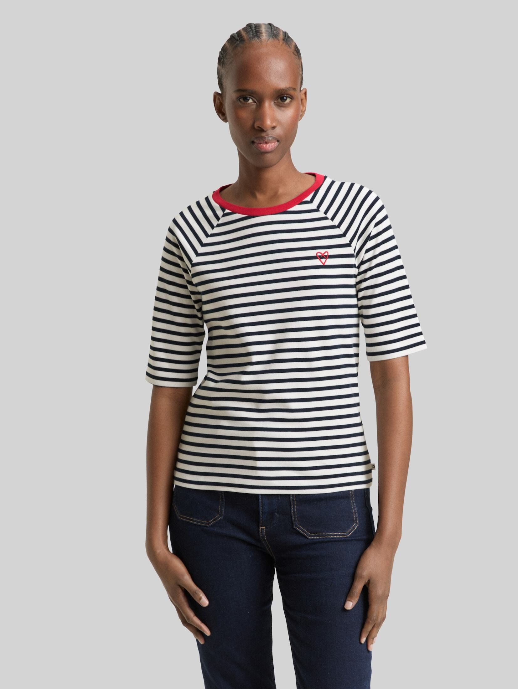 TOM TAILOR Denim T-Shirt T-Shirt (im Einserpack) T-Shirt mit Streifenmuster