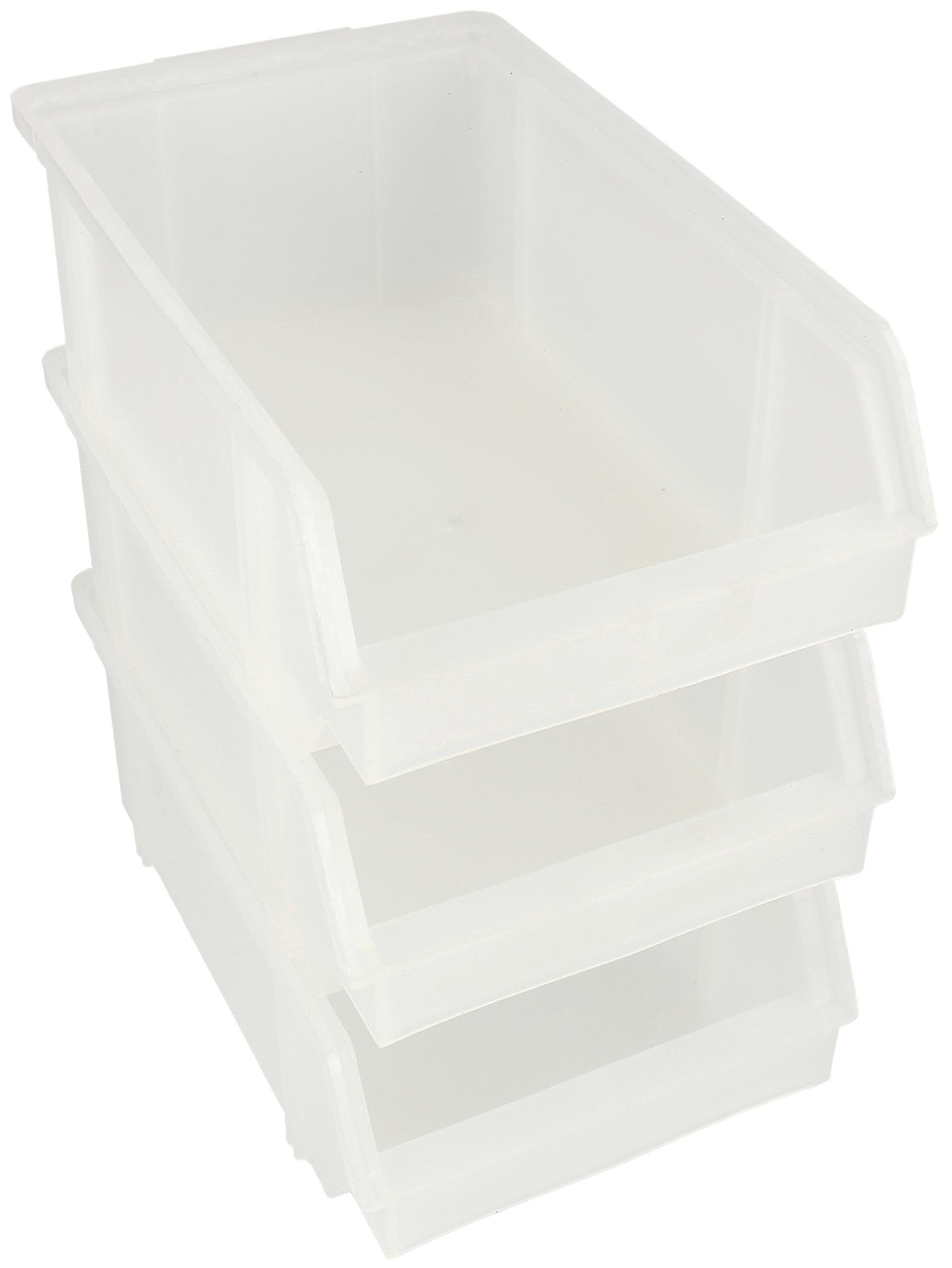 Lantelme Stapelbox 18 Stück Weiß und 6 Wandleisten Sichtlagerkästen Aufbewahrungsboxen, Lagerbox Deutsche Herstellung aus Kunststoff Maße 150x100x60 mm