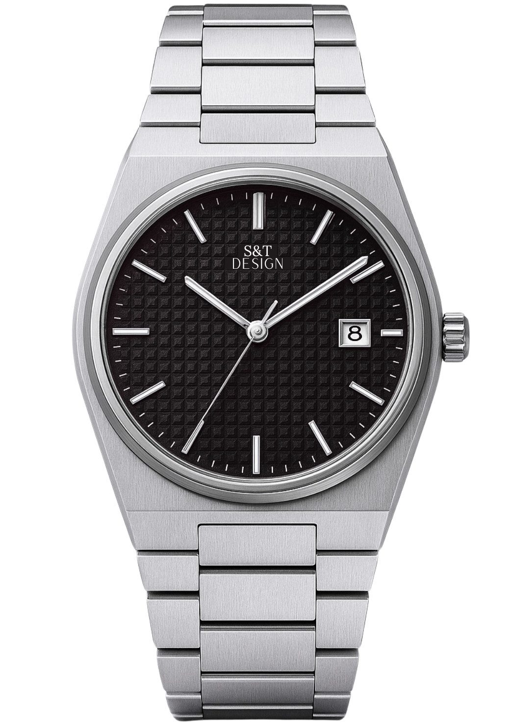 S&T Design Quarzuhr Herrenuhr Edelstahl Armbanduhr Herren Uhr Datum Silber, (Geschenkebox (Etui), inkl. Uhrenbox), Einfache Männer Uhr Metall Silber Datum Wasserdicht 3Bar