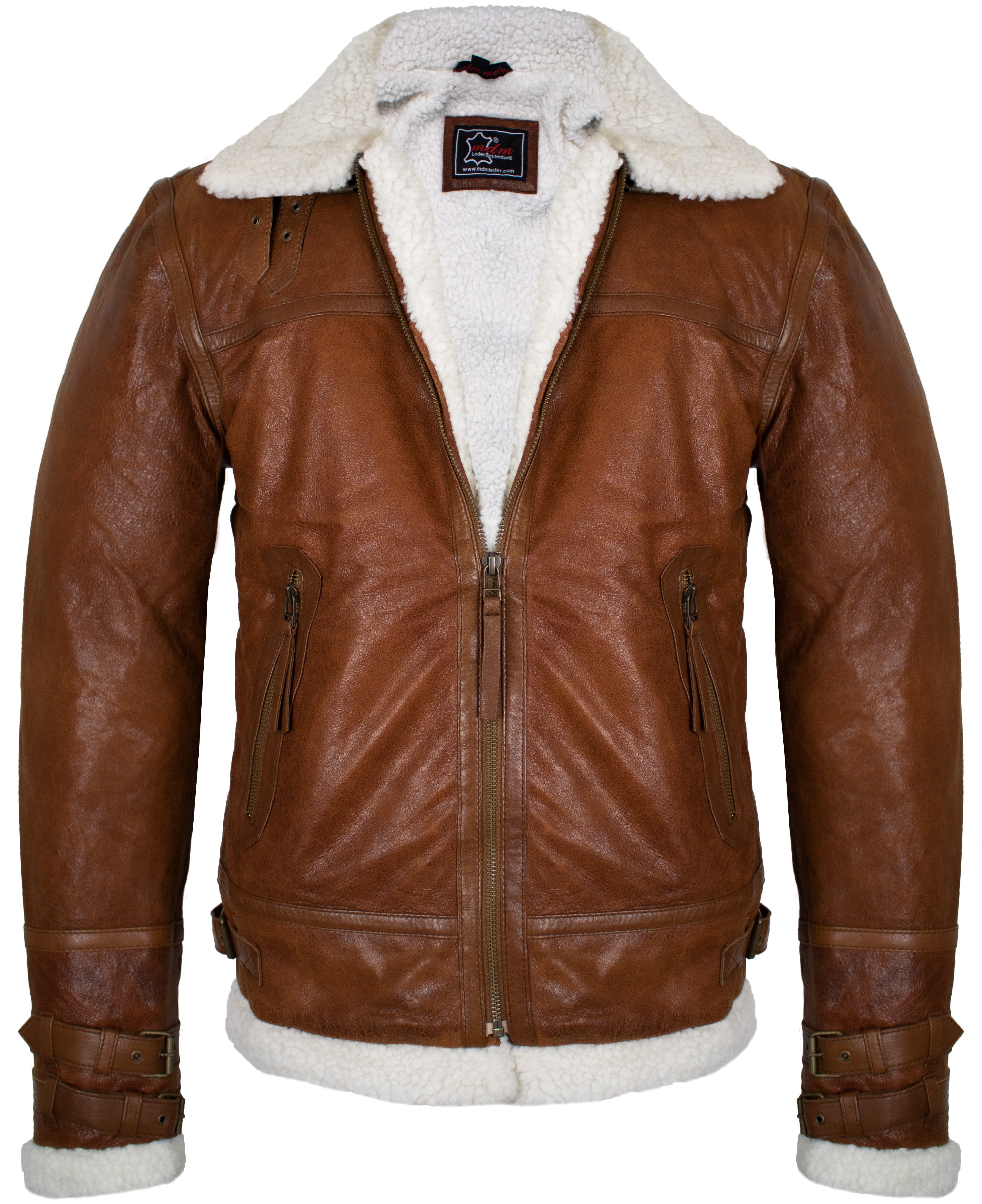 MDM Lederjacke Herren Fell Lederjacke Fliegerjacke in Lammleder Innen Gefüt günstig online kaufen