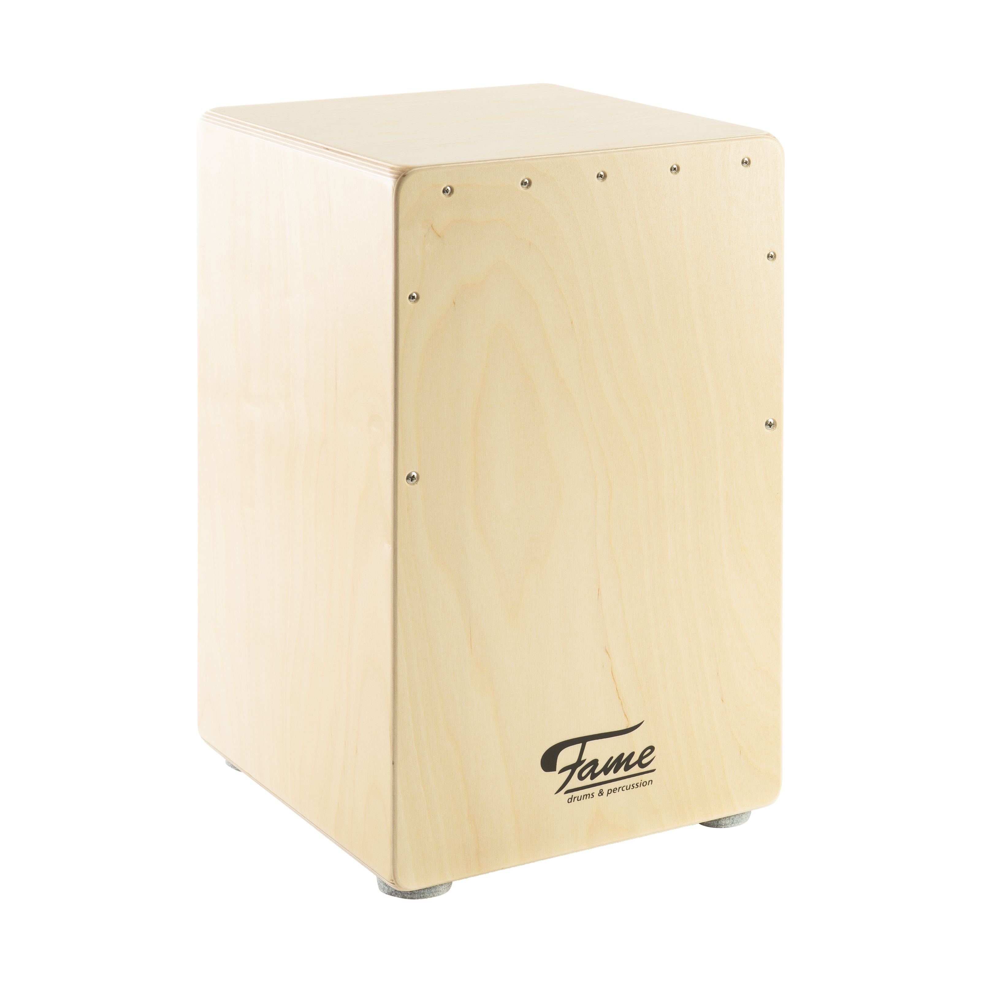 FAME Cajon,Cajon Standard Pro Natural, Drum-Box, Birke, Made in Germany, Tiefer Bass, Snare-Effekt, Sitztrommel, Trommel für Unterwegs, Cajon, Drum-Box, Made in Germany