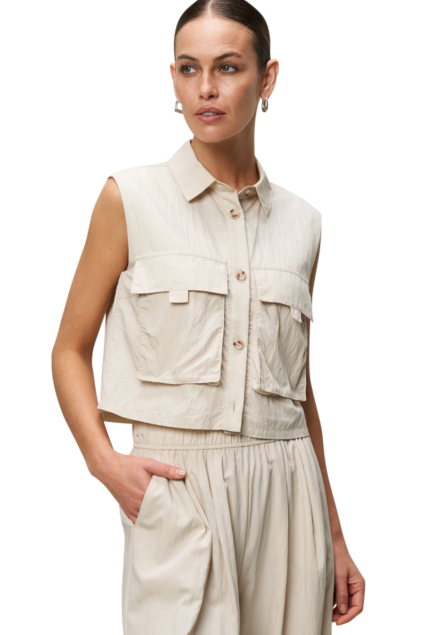 Zero Kurzarmbluse Damen Weste mit Pattentaschen günstig online kaufen
