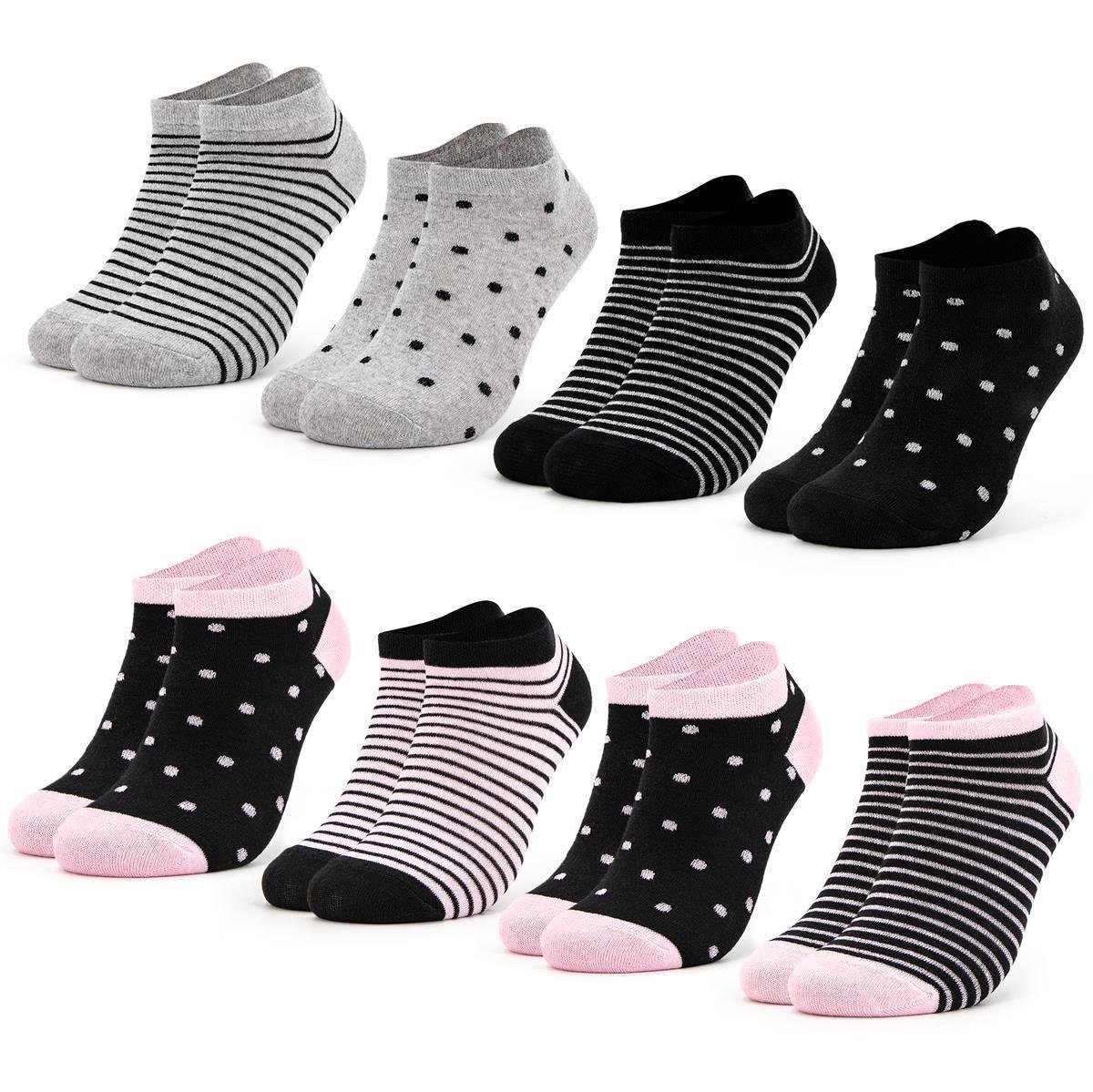 OCCULTO Sneakersocken Damen Muster Sneaker Socken 8er Pack (Modell: Maja) (8-Paar)