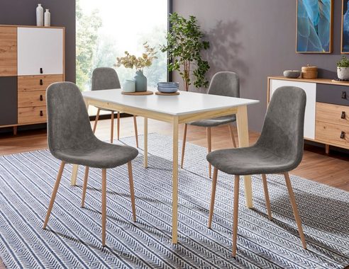 Homexperts Essgruppe »Kaitlin Tischgruppe«, (Set, 5-tlg., bestehend aus Esstisch »Kailtin« Breite 120 cm und 4 Stühlen Bezug in Cord)