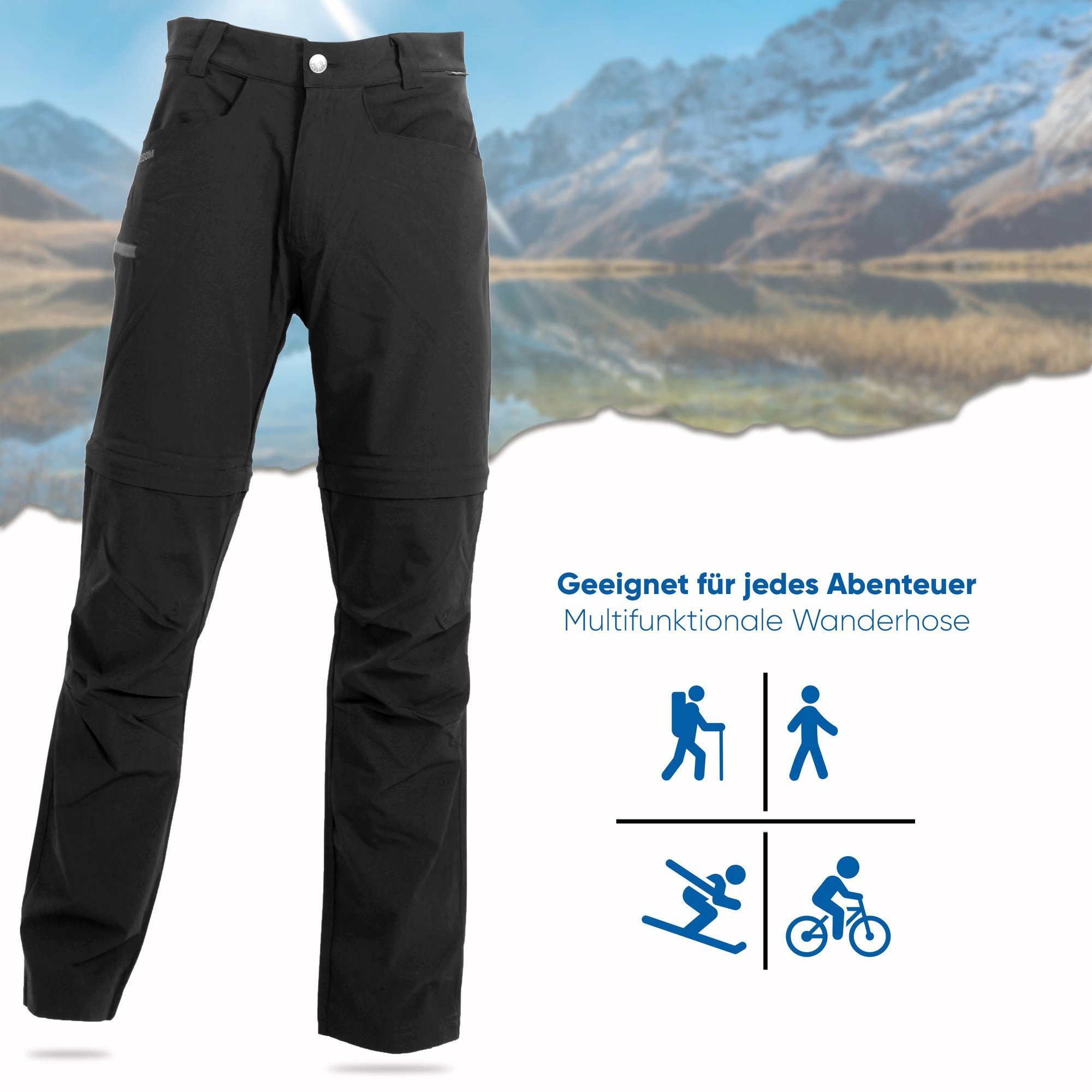 Dobsom Zip-off-Hose Dobsom Damen und Herren Wanderhose Outdoorhose Zipp Off abzippbar atmungsaktiv