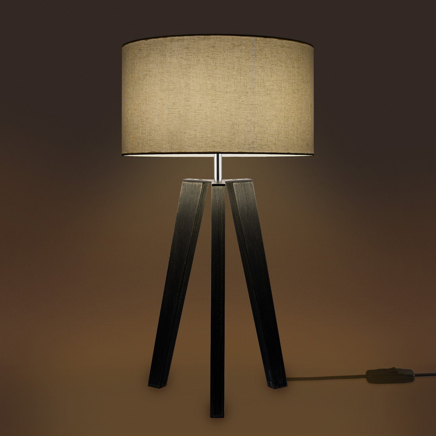 Tischleuchte Stil Leuchtmittel, Fuß uni ohne E27 Lampe LED Canvas Home Wohnzimmer Stehlampe Color, Skandinavischer Paco Vintage