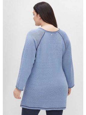 Sheego V-Ausschnitt-Pullover Große Größen mit Taschen und Seitenschlitzen