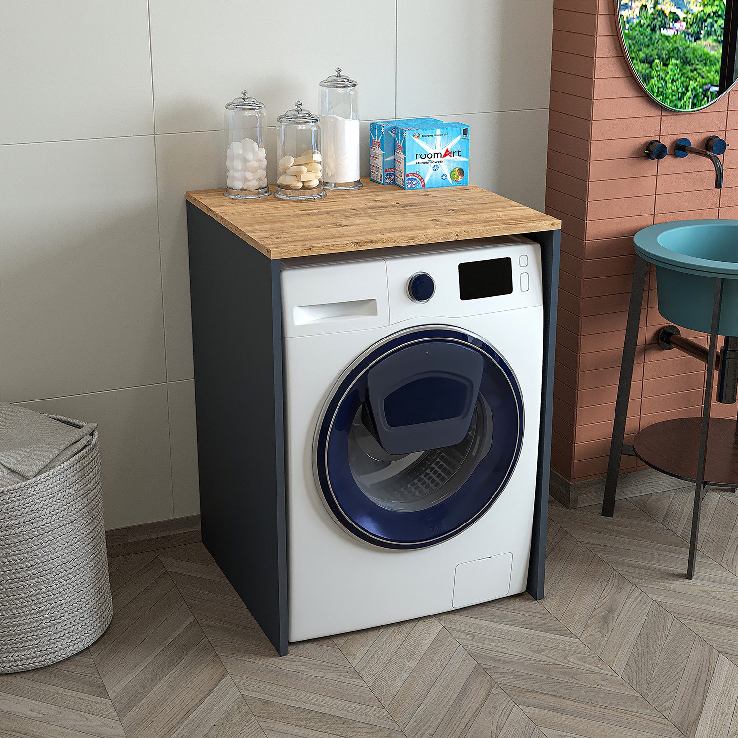 Roomart Waschmaschinenunterschrank CMD-1 (Badezimmer Waschmaschinenüberbau günstig online kaufen