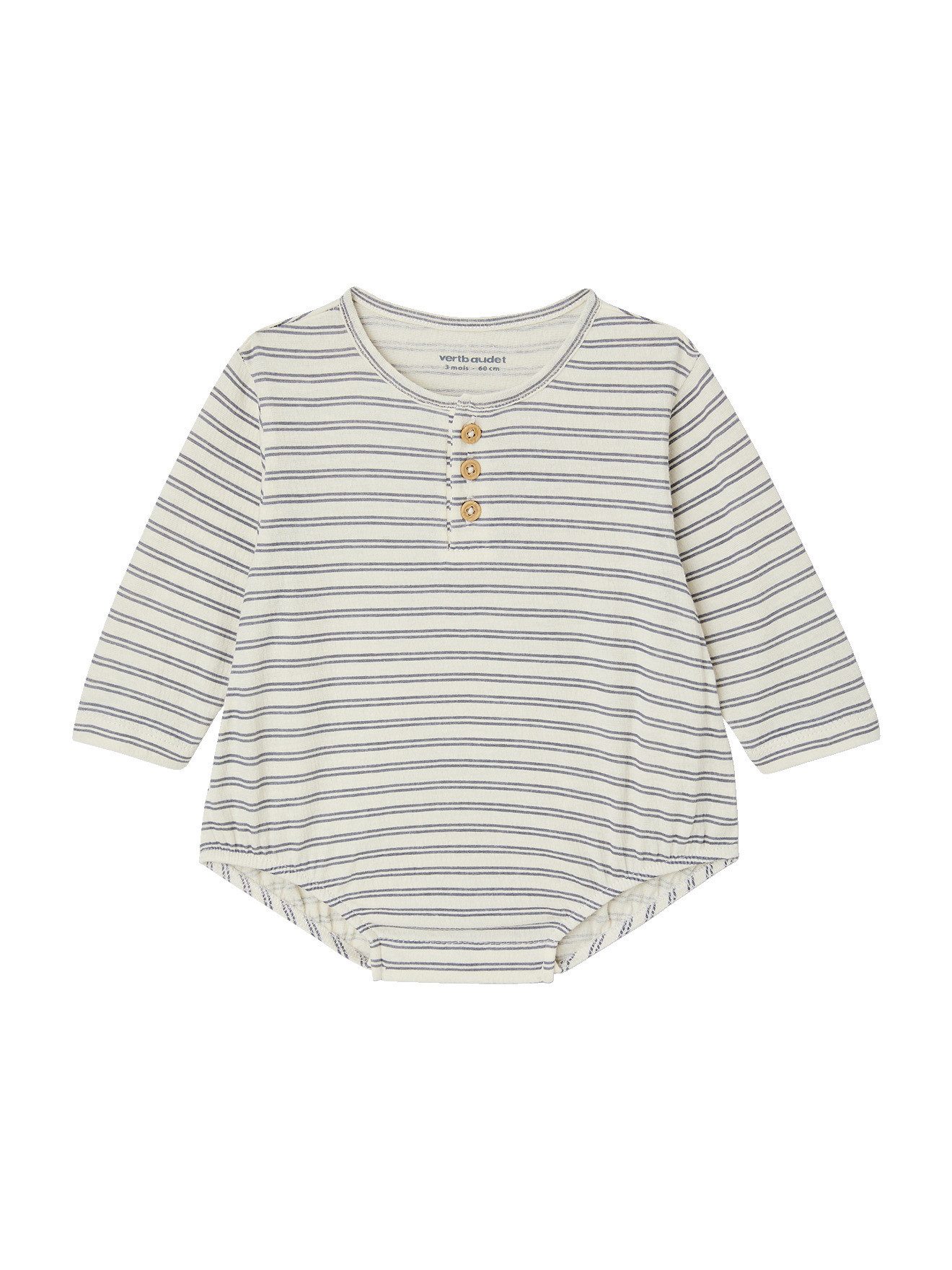vertbaudet Langarmbody Langarm-Body Jungen Baby mit Zierknöpfen