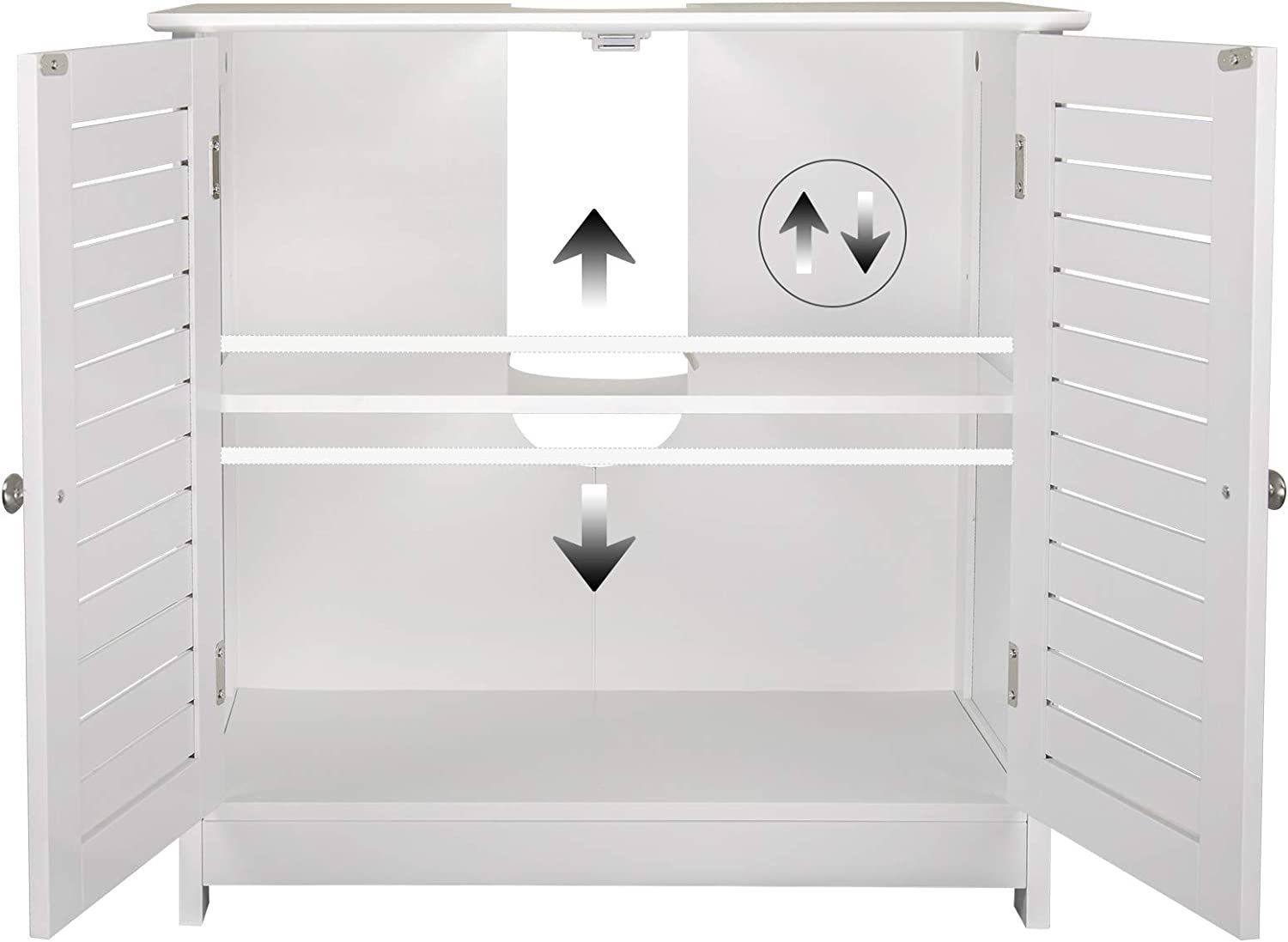 EUGAD Waschbeckenunterschrank (1-St) Waschtisch 60x30x60 cm mit 2 Weiß Türe