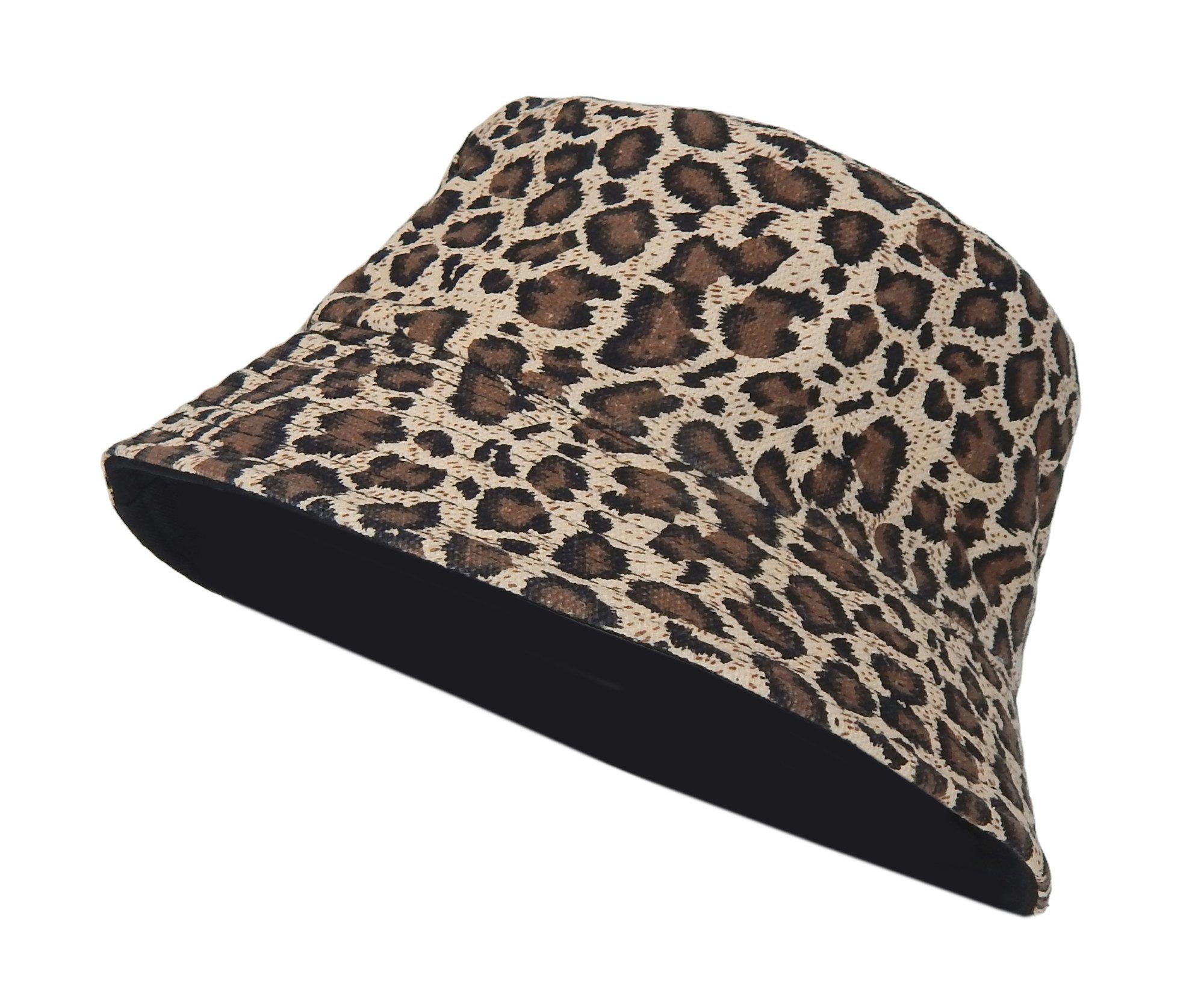 Ella Jonte Sonnenhut Bucket Hat Leopard Wendehut Schwarz Sommerhut 56-58 cm