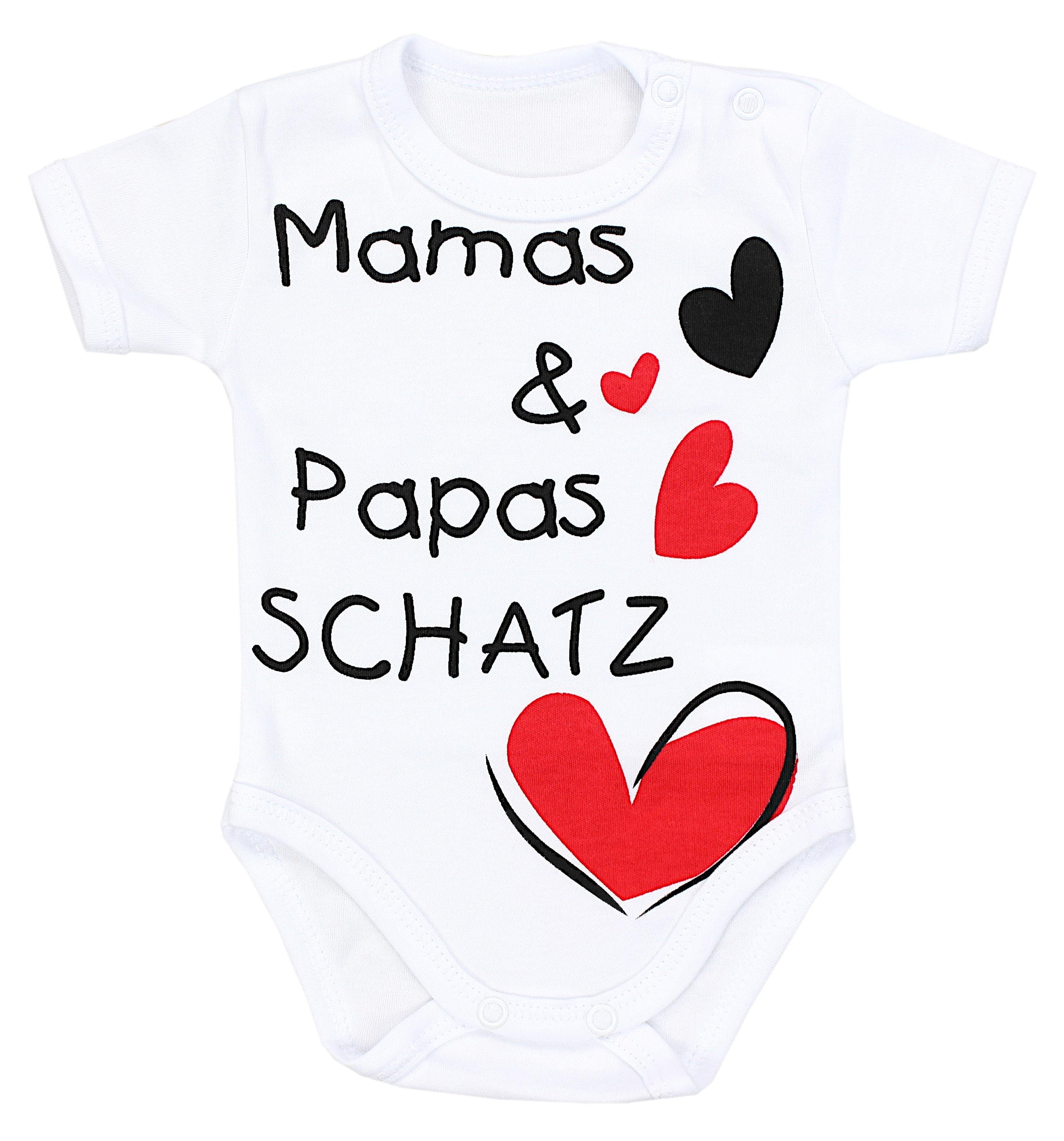 TupTam Kurzarmbody TupTam Unisex Baby Kurzarm Body Spruch Mamas & Papas Schatz Weiß - Mamas Papas Schatz