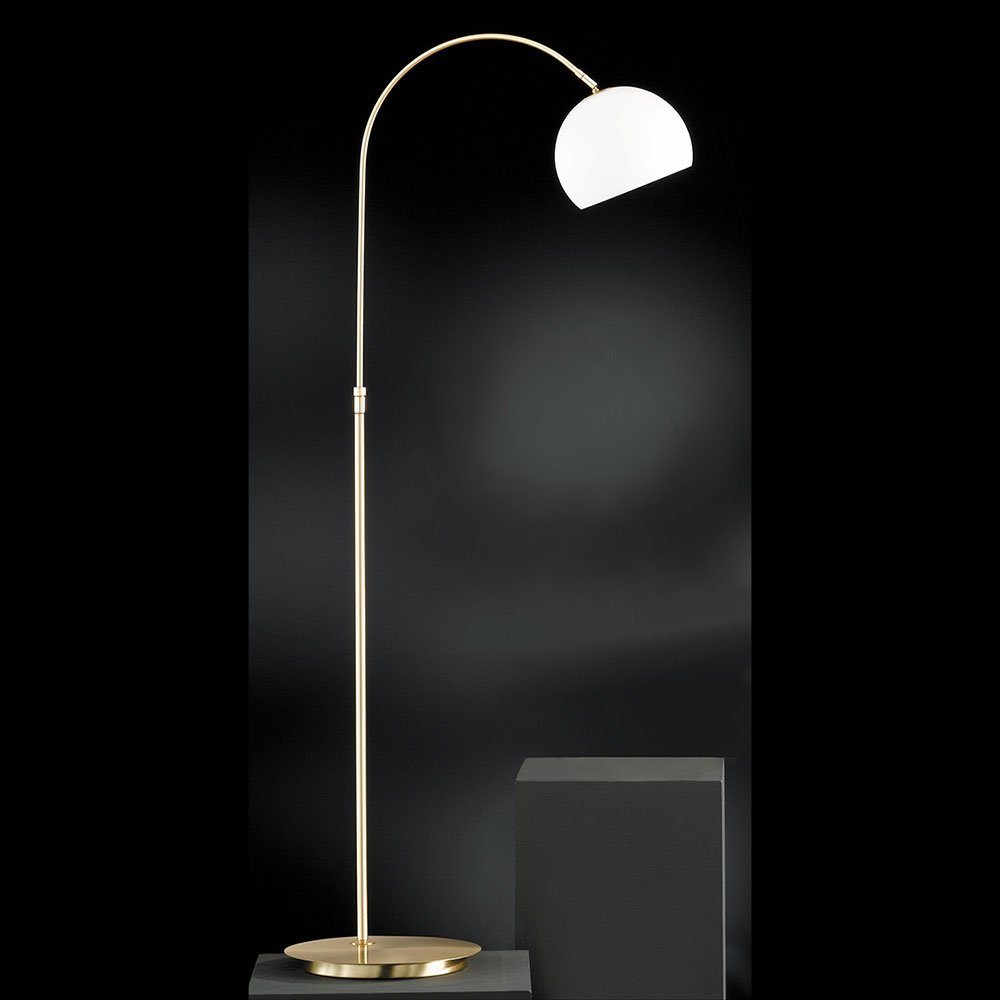 etc-shop Stehlampe, Leuchtmittel nicht inklusive, 140 cm Höhenanpassbar Stehlampe Metall messing H Bogenleuchte Schalter