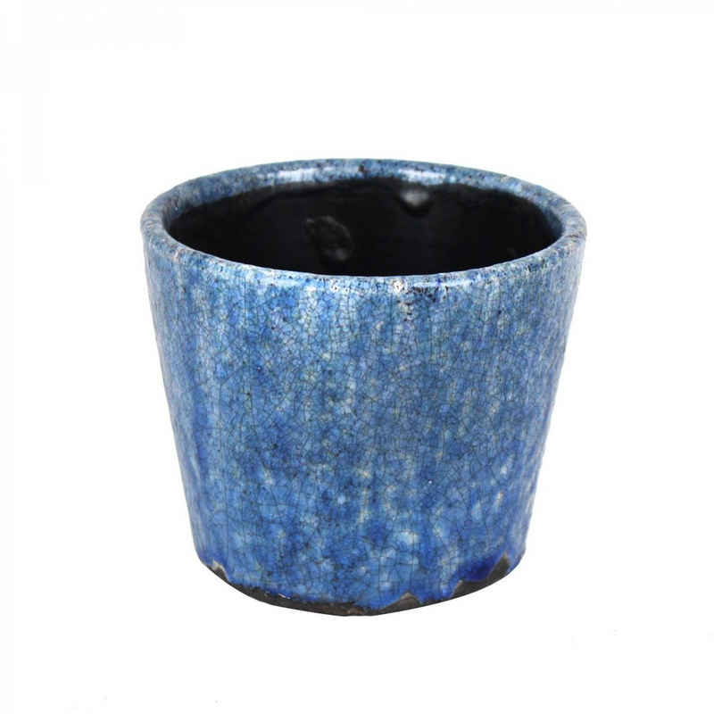 mitienda Blumentopf Blumentopf aus Keramik blau meliert 14cm Ocean
