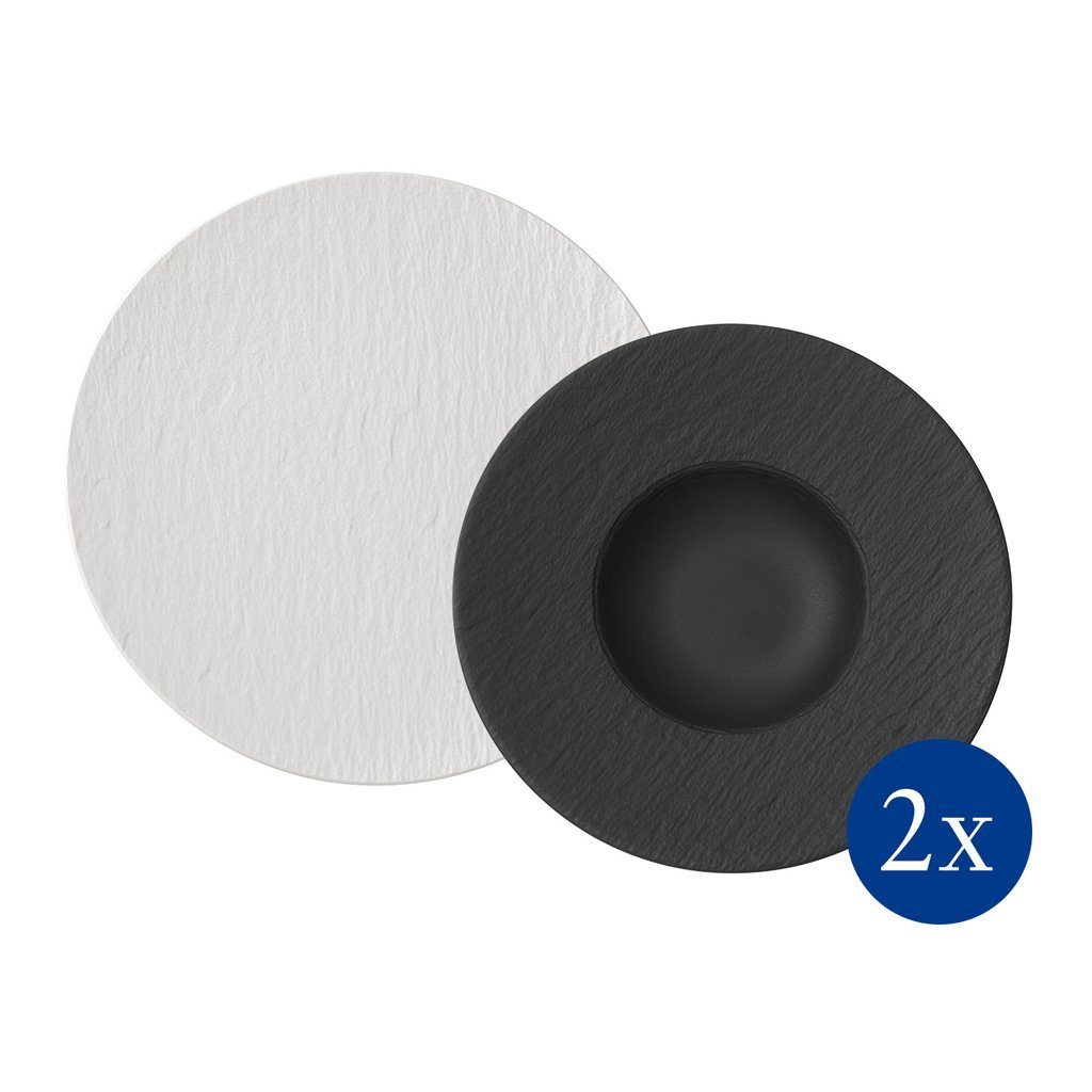Villeroy & Boch Geschirr-Set Manufacture Rock Italian Set (4-tlg), 2 Personen, Porzellan, Premium Porcelain, mikrow.- & spülm.sicher, Made in Germany