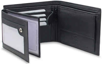 Fomax Geldbörse Herren aus echtem Leder mit RFID Schutz, Querformat Portemonnaie für Männer, Schwarz