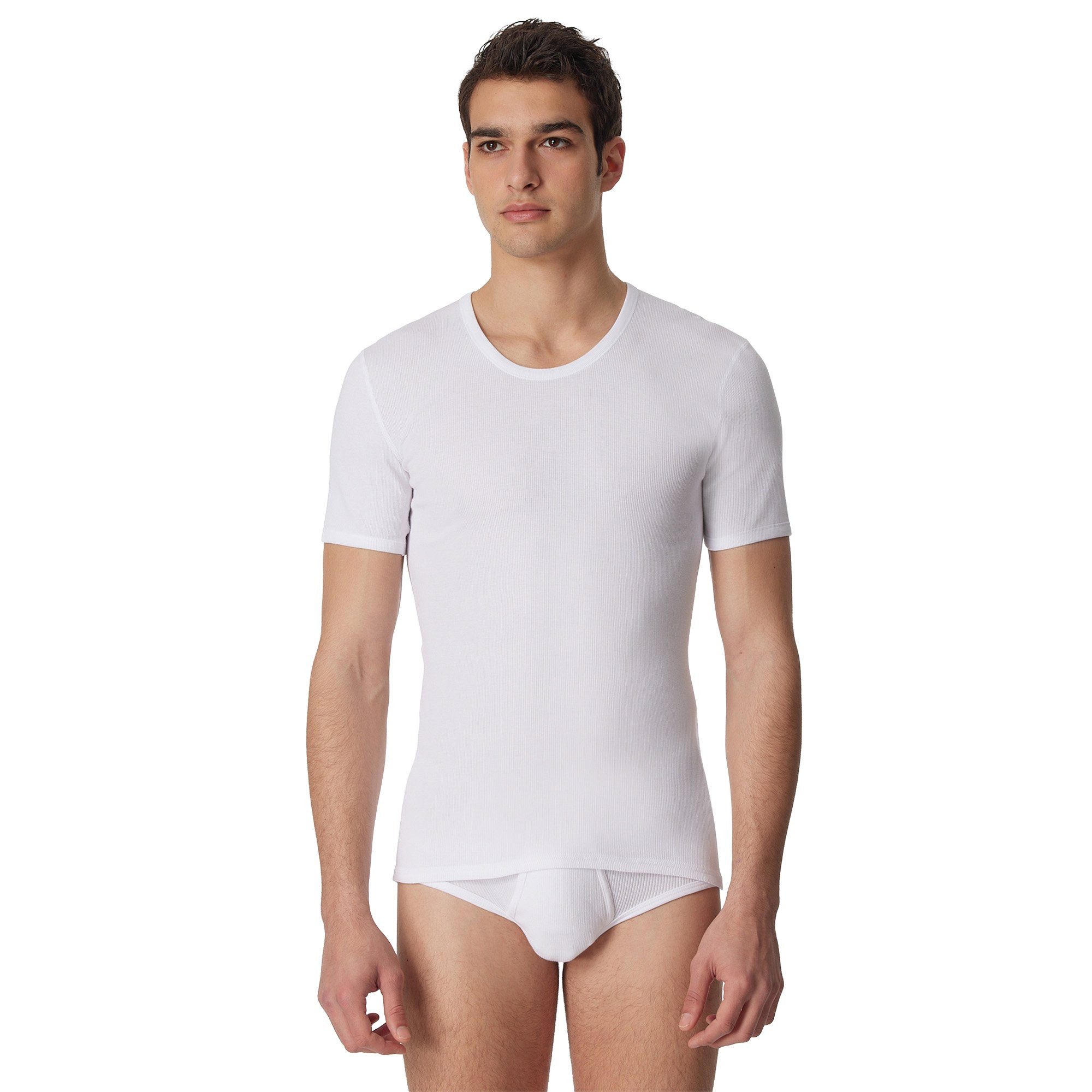 Schiesser Unterhemd Herren T-Shirt 1er Pack Baumwolle (Packung, 1er Pack)