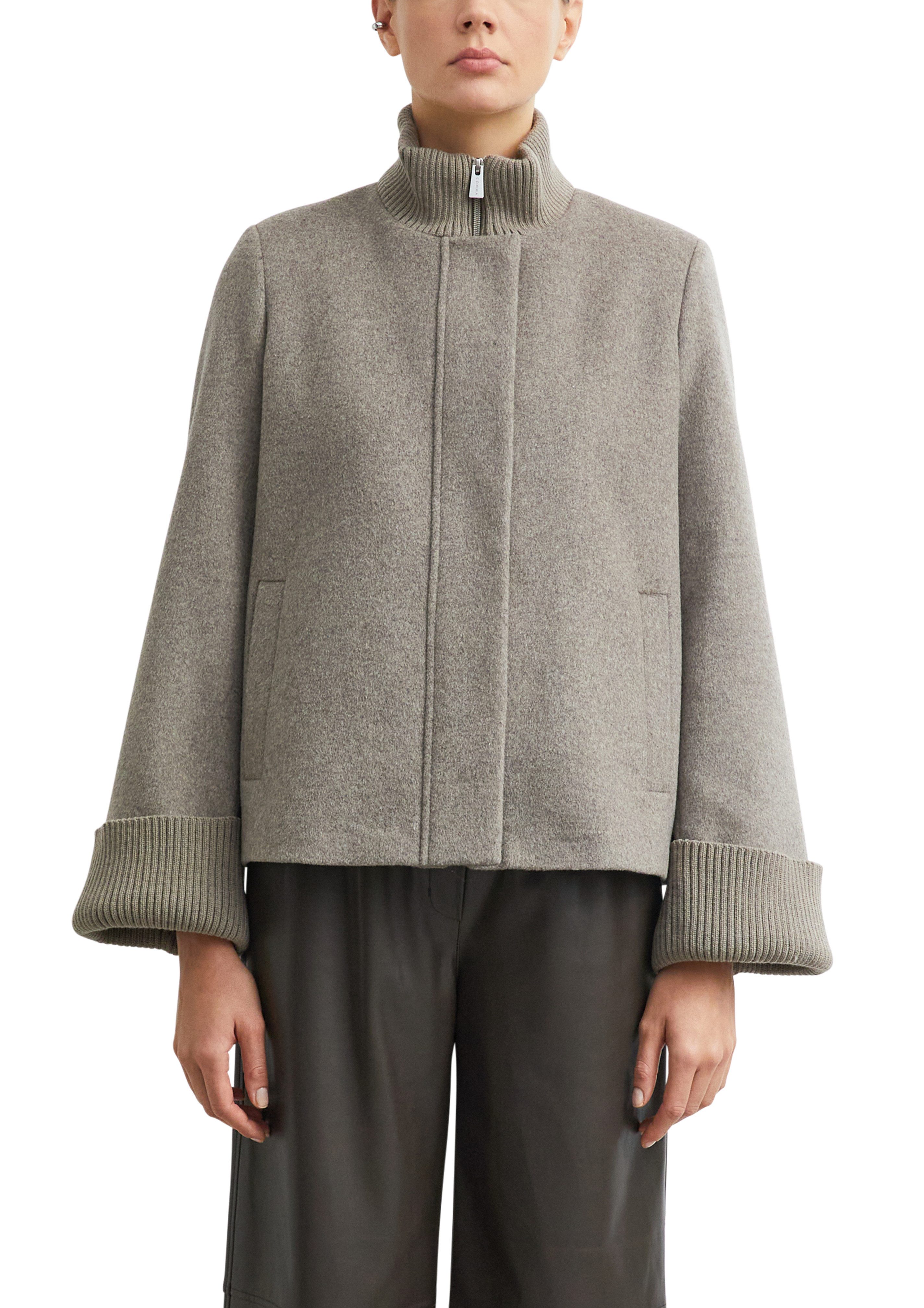 comma Wolljacke mit Stehkragen und Reißverschluss