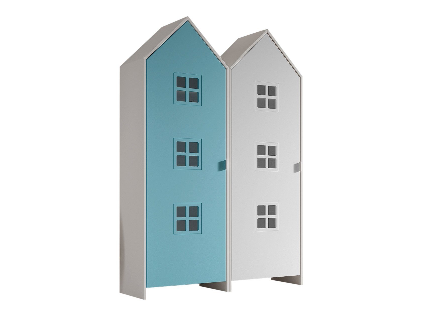 Vipack Kleiderschrank CASAMI BRUGES in Korpus Weiß / Front Blau u. Weiß, MDF