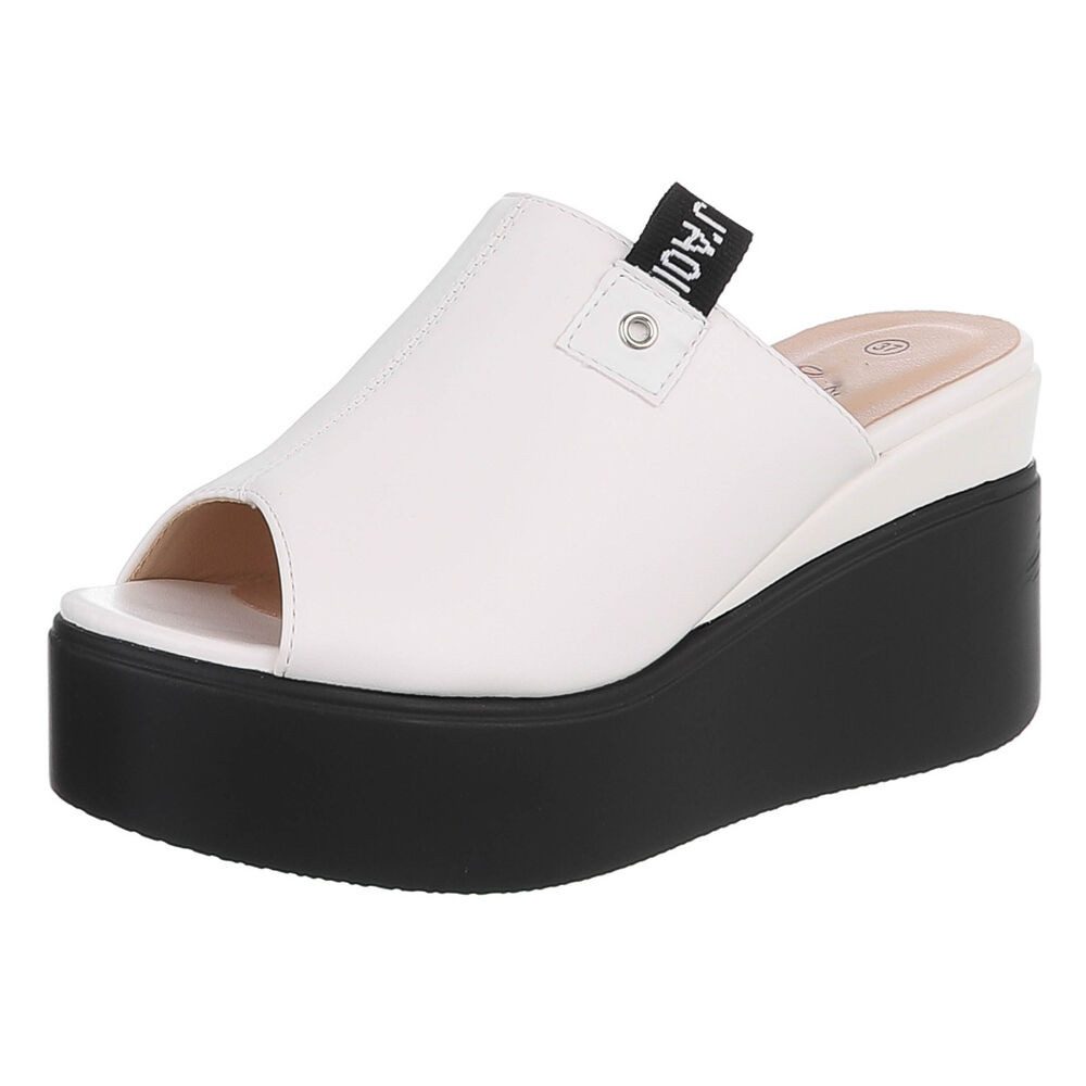 Ital-Design Moderne Absatzsandalen mit Plateau für Damen Plateausandaletten (91409388) Keilabsatz/Wedge Keilsandaletten in Weiß