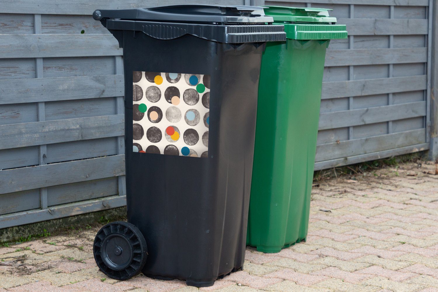 - Sticker, Abstrakt (1 Mülltonne, - Abfalbehälter MuchoWow Kreise Container, Pastell Farben St), Wandsticker - Mülleimer-aufkleber,