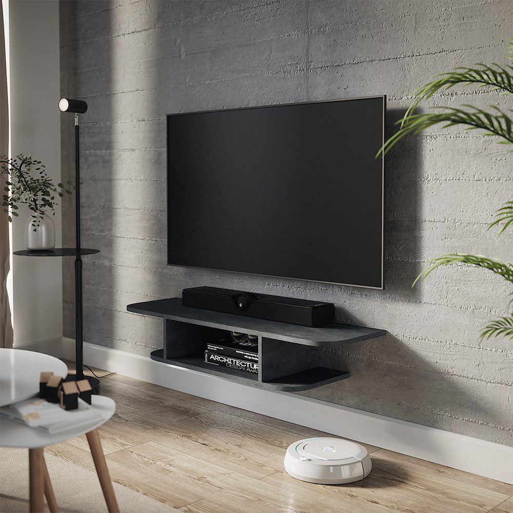 Vicco Lowboard Lorio, Schwarz Beton, 105 x 18.2 cm offene Fächer günstig online kaufen