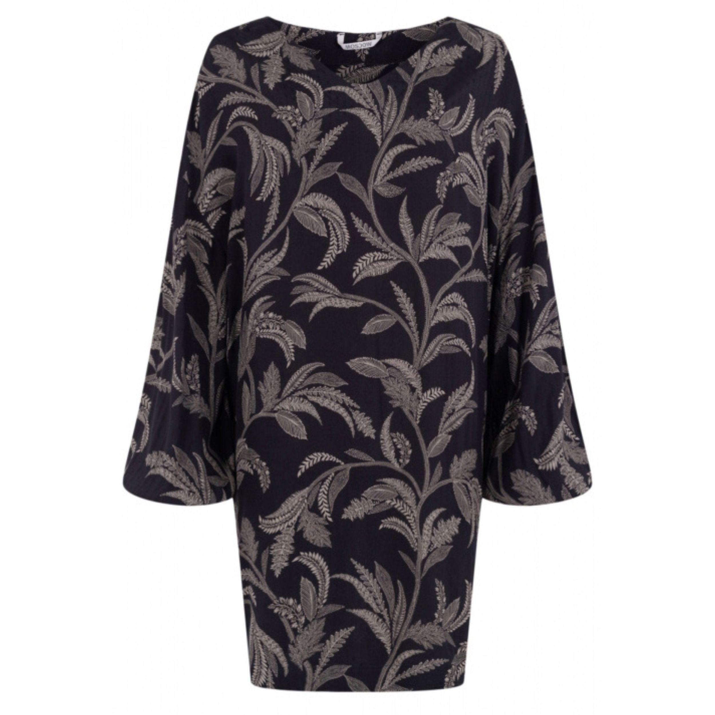 Tunikakleid Sanne Dress Kleid Schwarz mit floralem Print