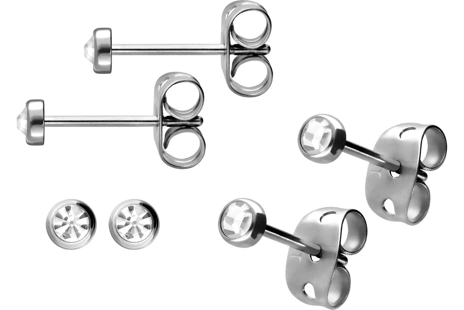 FILANGO Paar Ohrstecker Titan Ohrstecker FLACHER KRISTALL (Ohrstecker, 1-tlg)