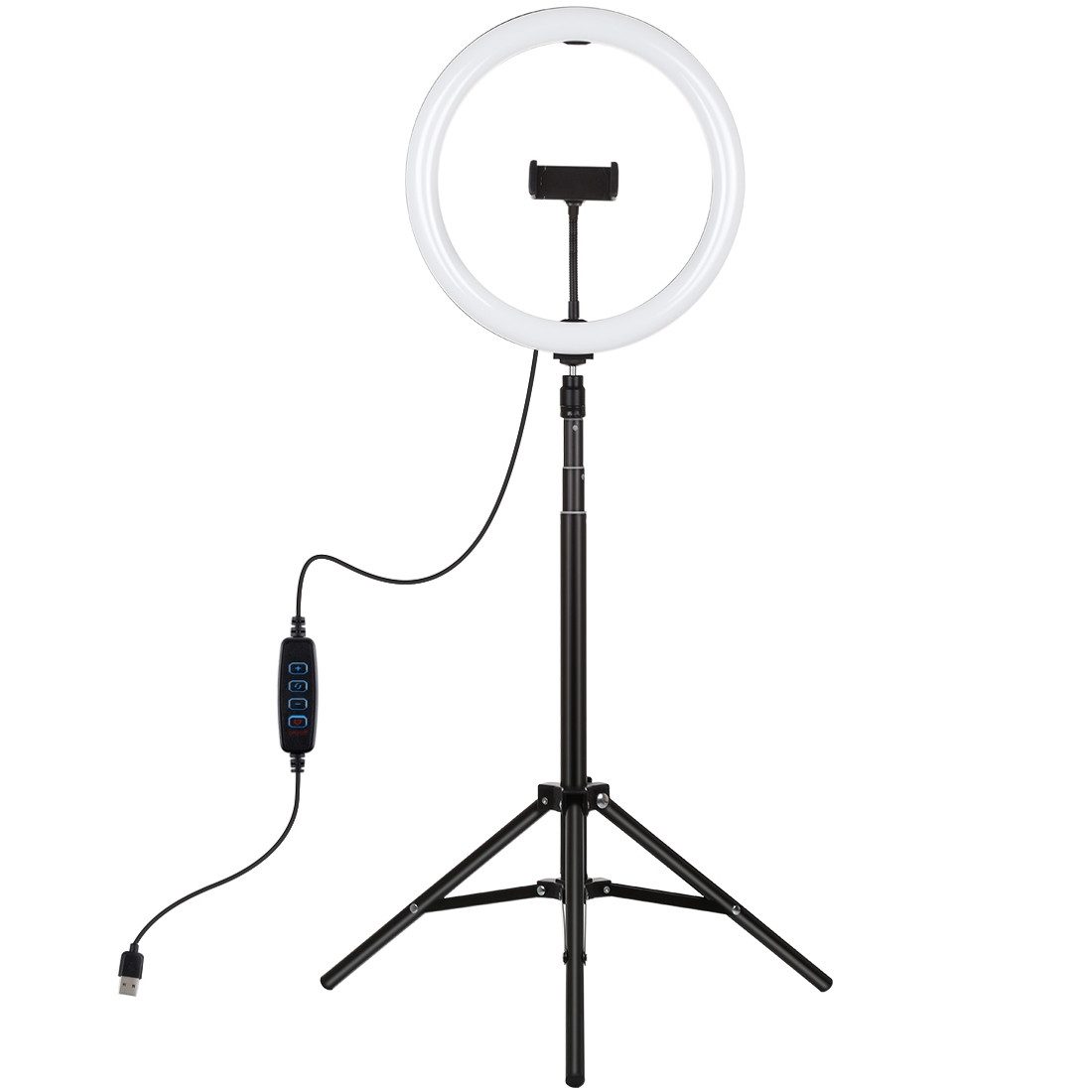 König Design Ringlicht 30 cm mit 1,65 m Profi Stativ Perfekt für Vlogging, Fotografie, LED USB Fernbedienung 3 Farb Modus